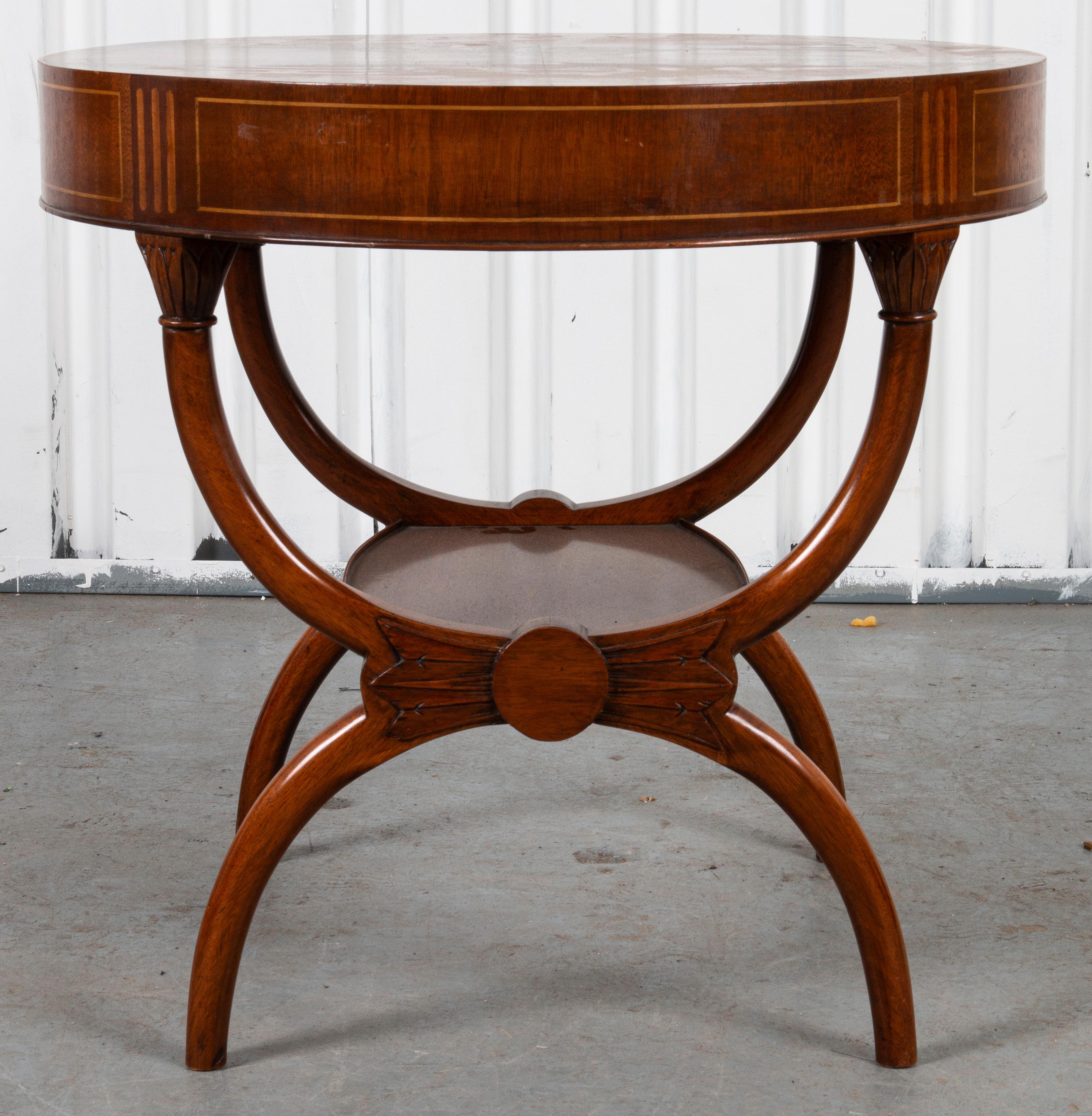 Wood Regency Manner Inlaid Occasional Table