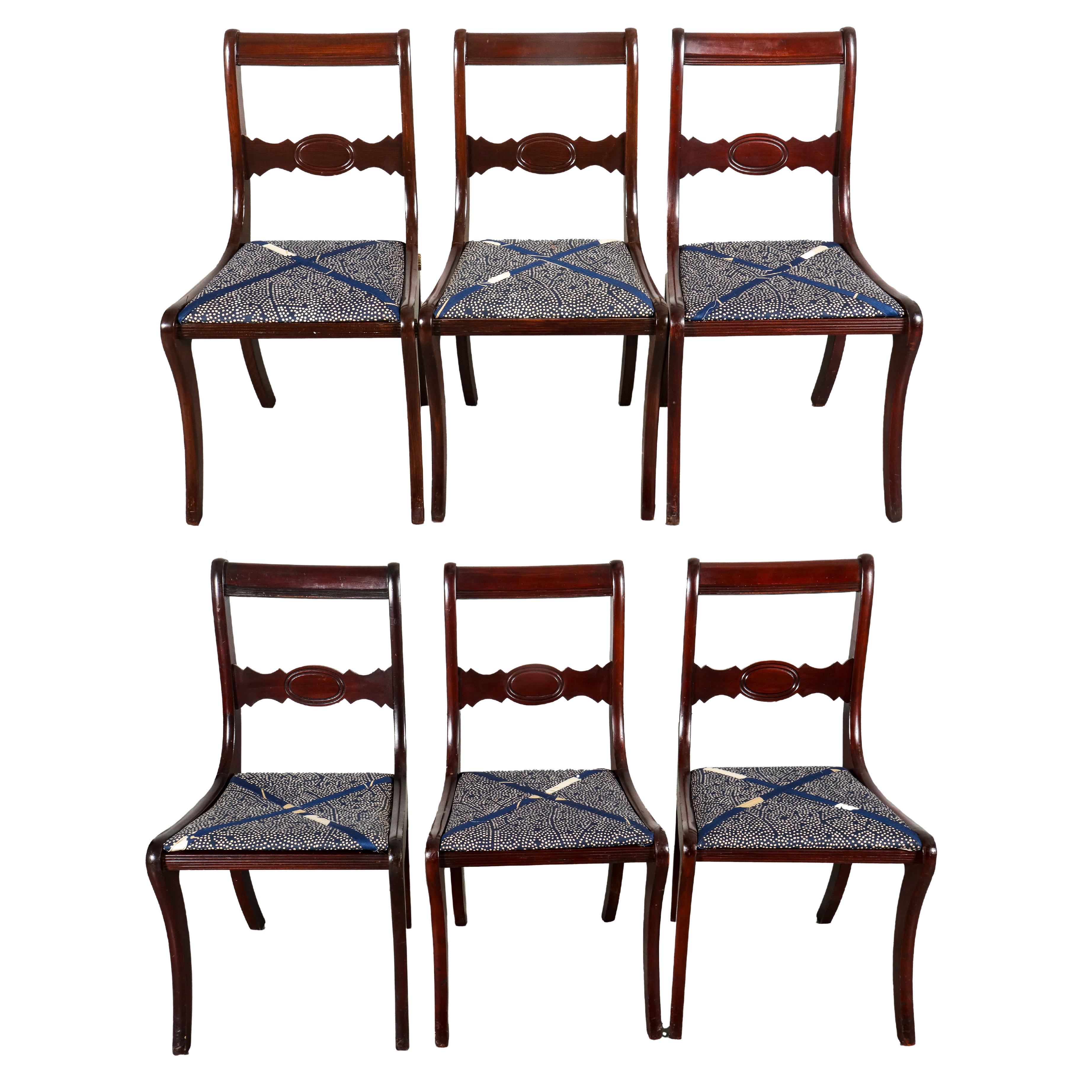 Regency Manner Sabre Leg Dining Chairs, 6 at 1stDibs