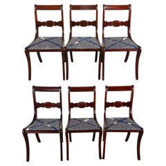 Antique Regency Manner Sabre Leg Dining Chairs, 6