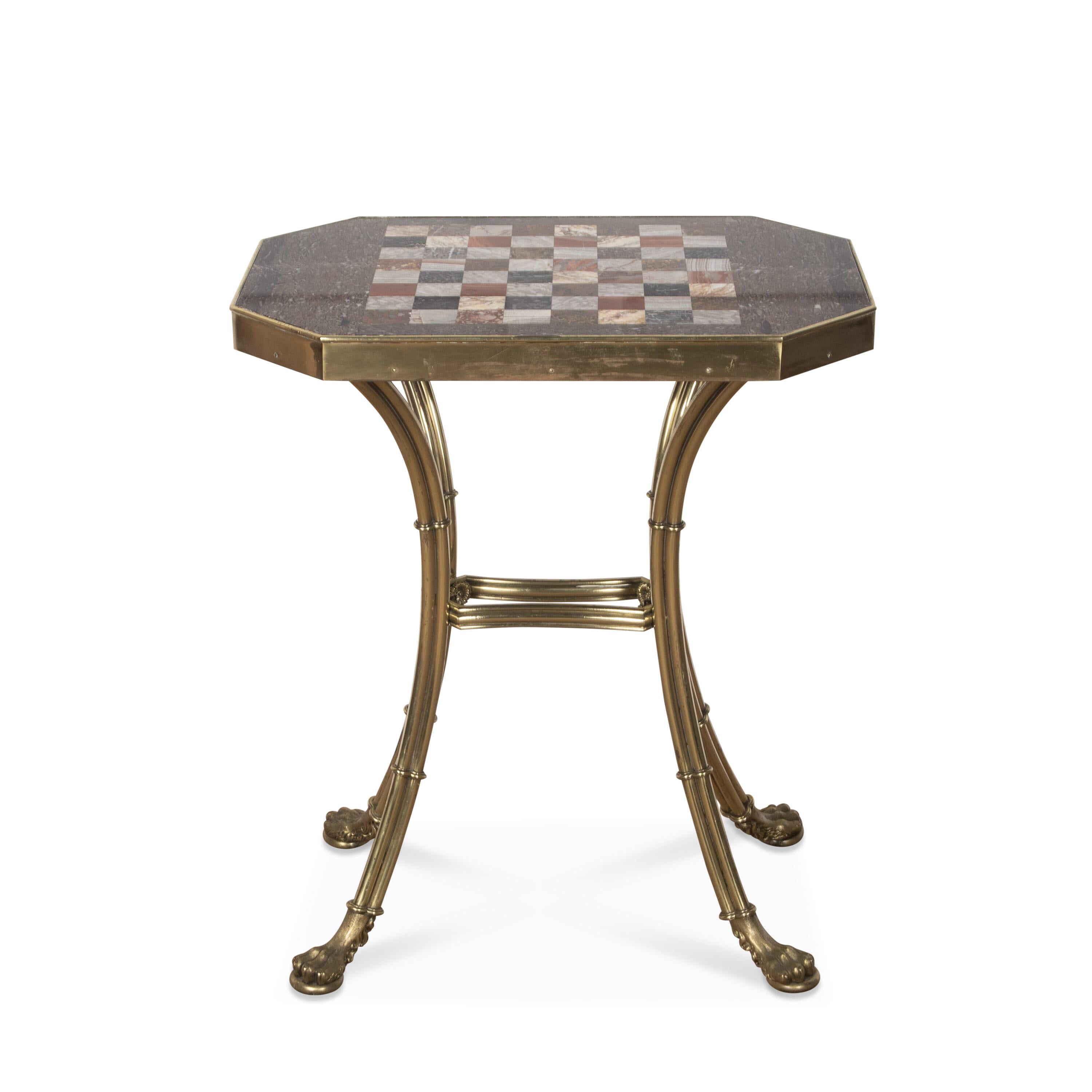 Cast Regency Marble and Gilt Brass Chess Table For Sale