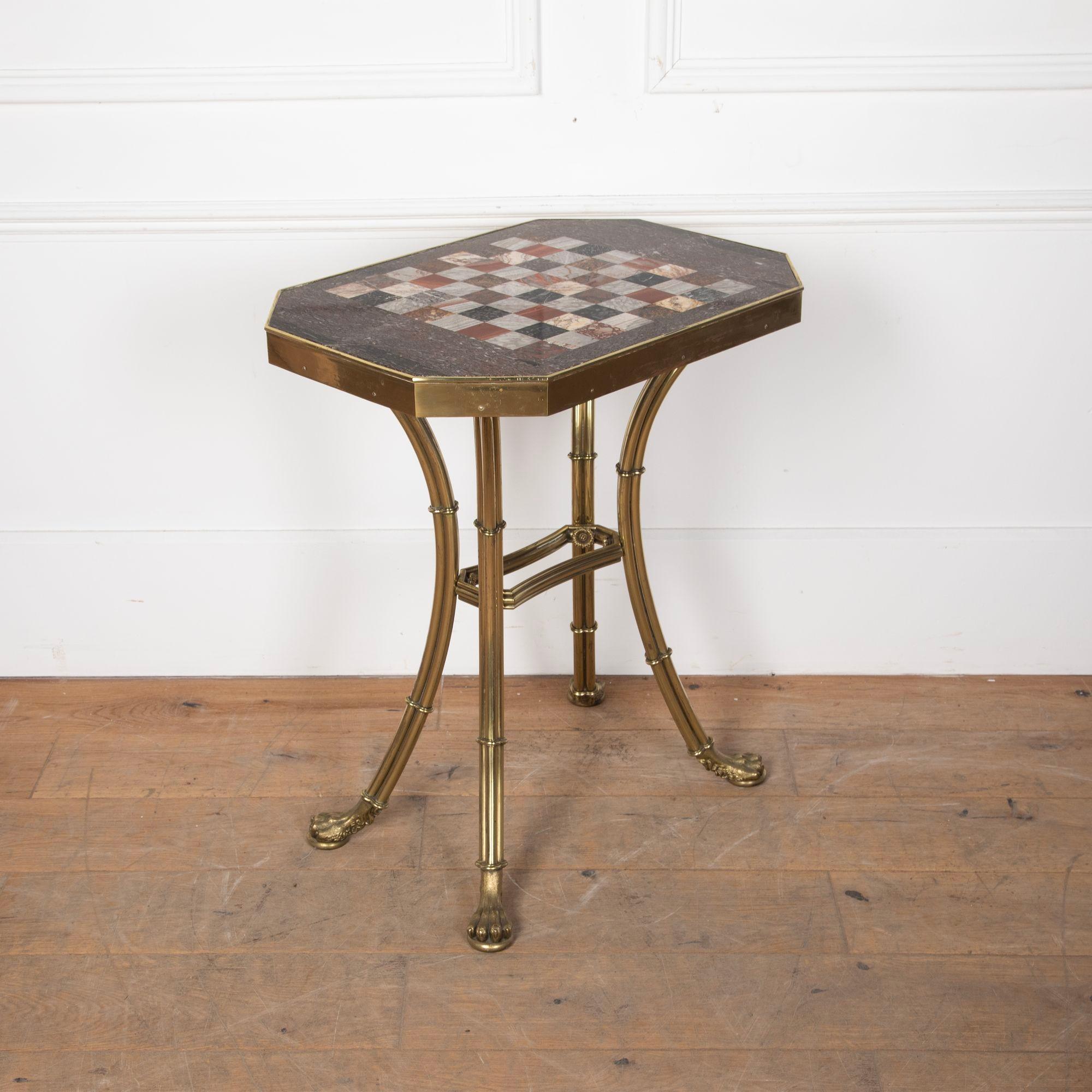 English Regency Marble and Gilt Chess Table For Sale