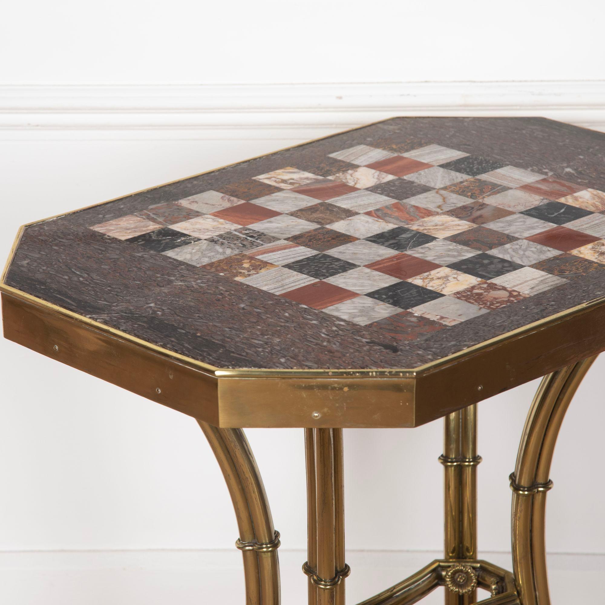 Regency Marble and Gilt Chess Table For Sale 1