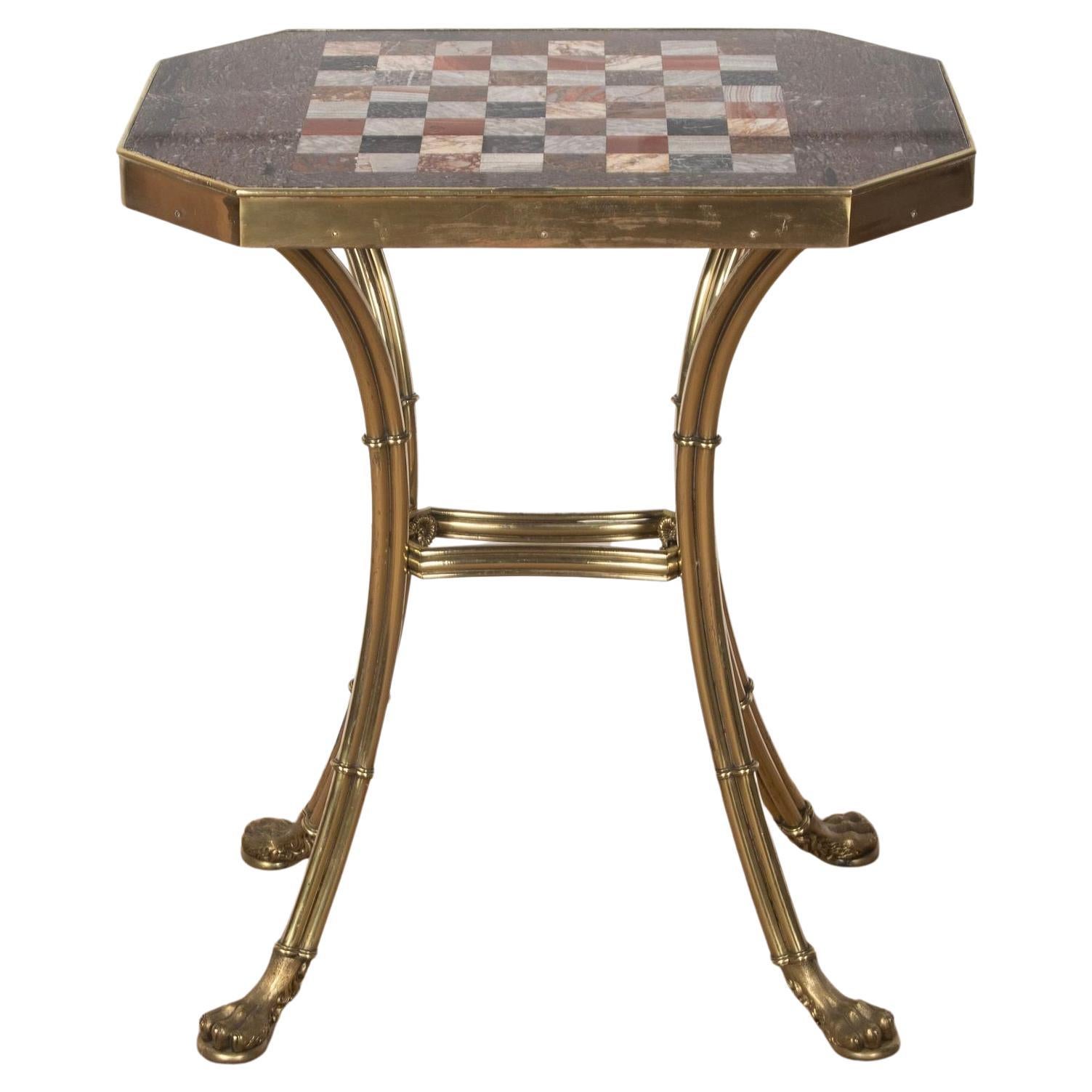 Regency Marble and Gilt Chess Table