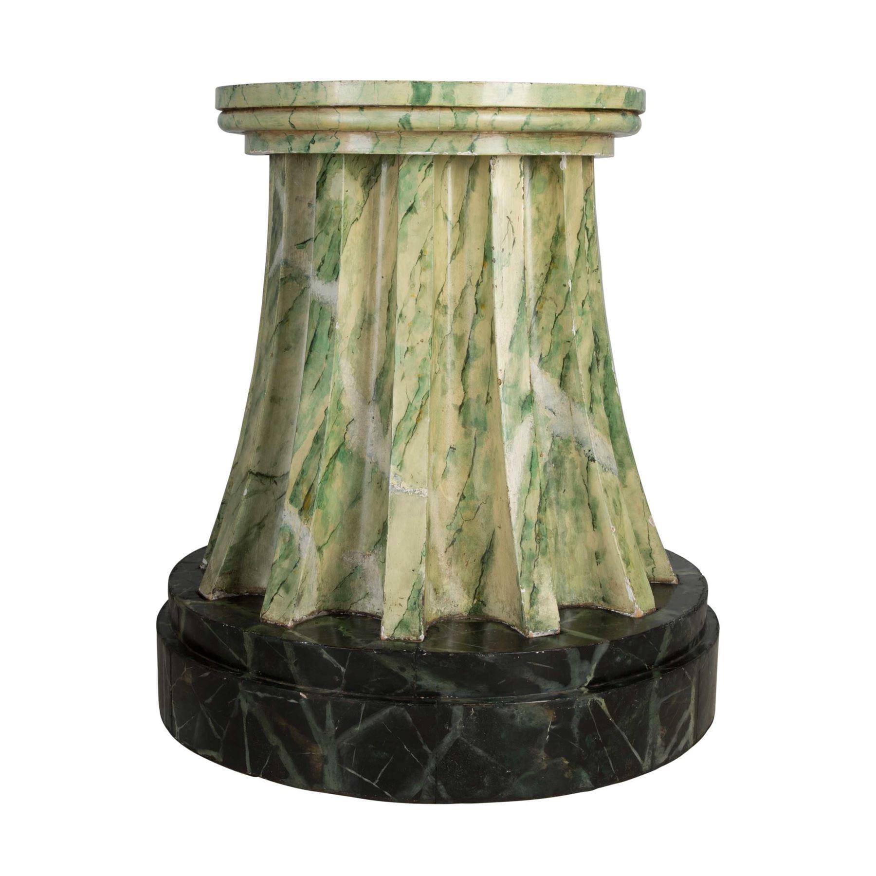 Carved Regency Marbleized Fluted Column/Pedestal For Sale