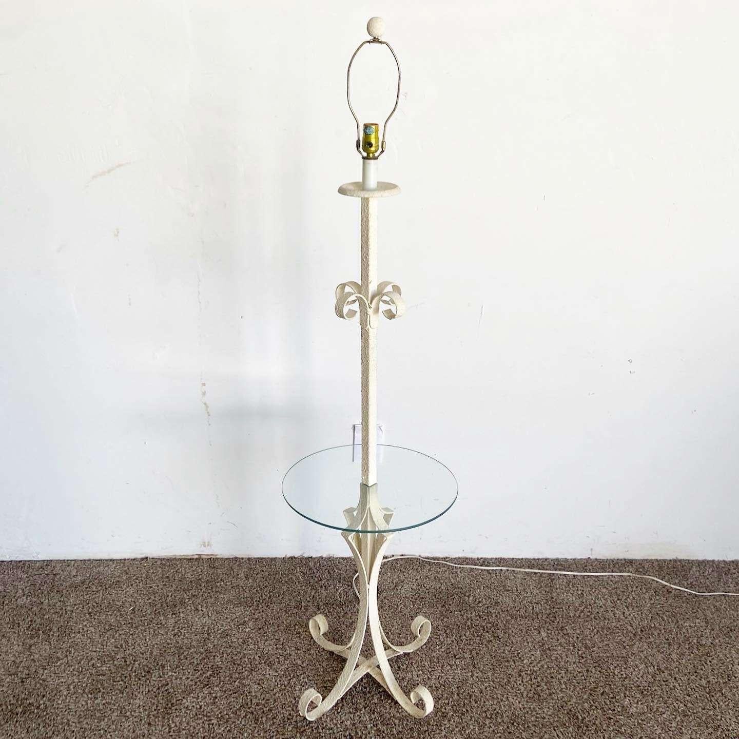 Regency Metal Floor Lamp Glass Table For Sale 5