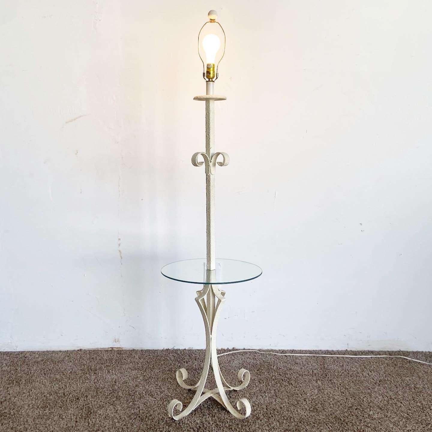 Regency Metal Floor Lamp Glass Table For Sale 2