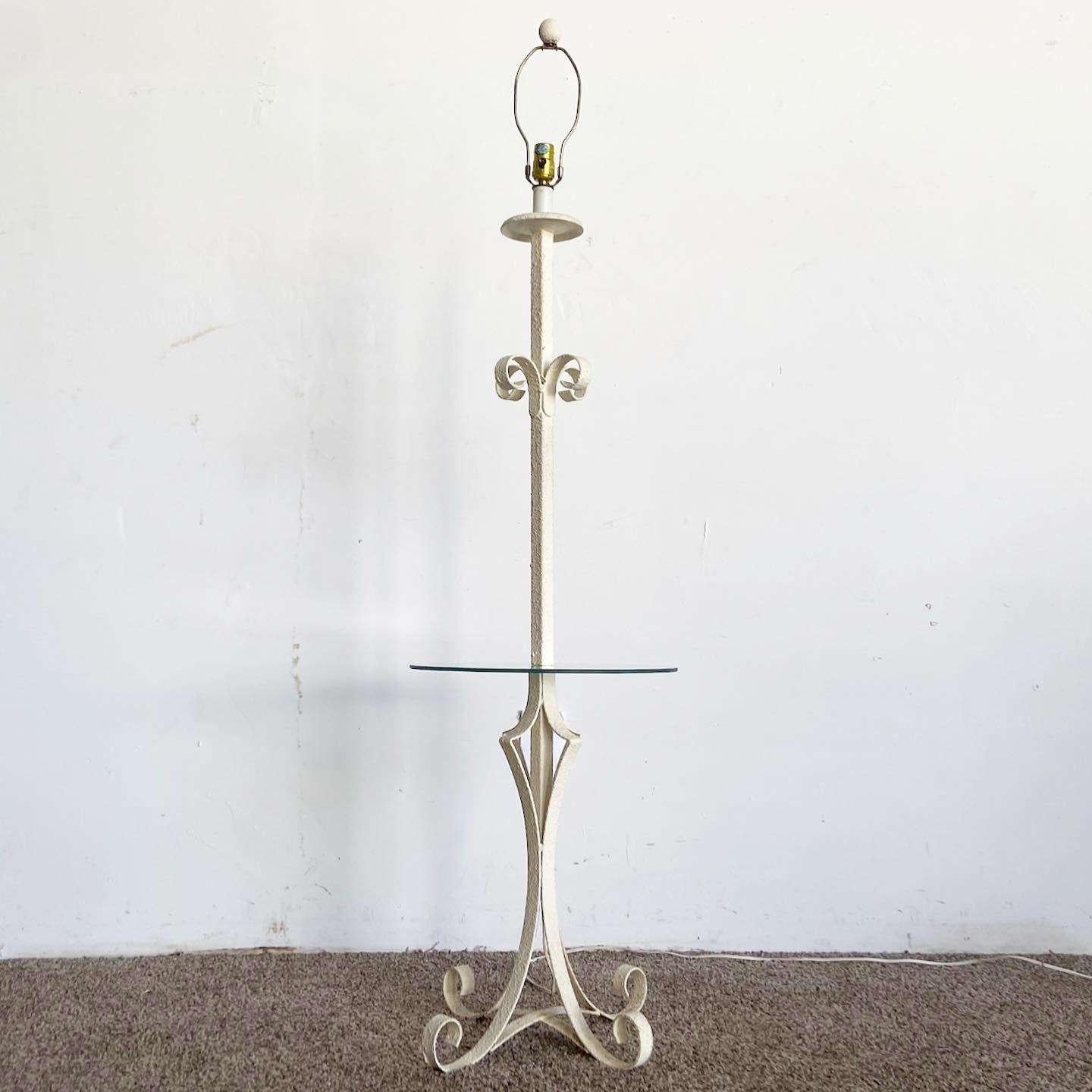 Regency Metal Floor Lamp Glass Table For Sale 4