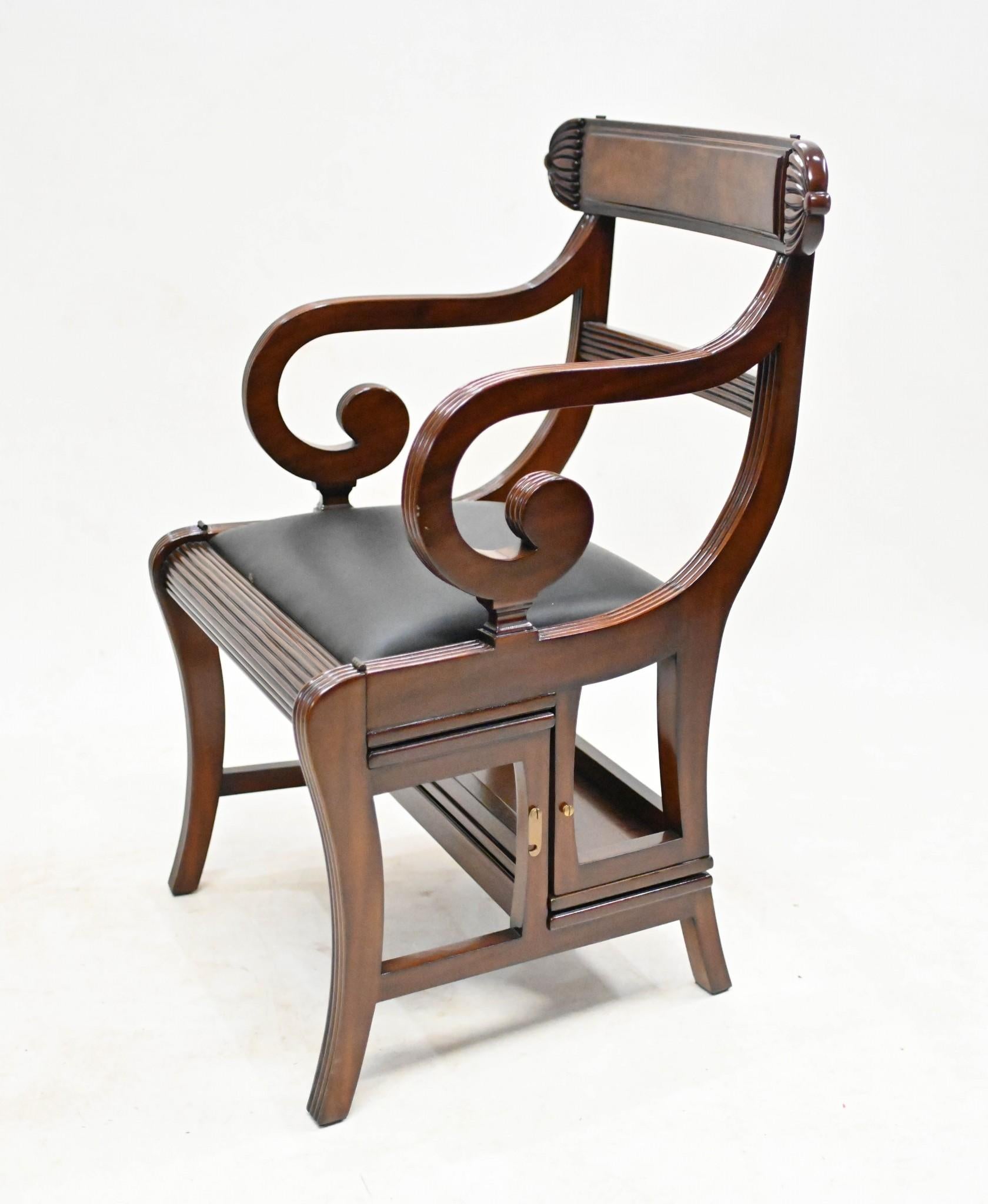 Absolutely unique Regency style arm chair library step combo - a metamorphic chair
Wow - have you seen any thing like this?
Great space saving piece with double purpose
Perfect for the home library or just if you want a device to reach higher for