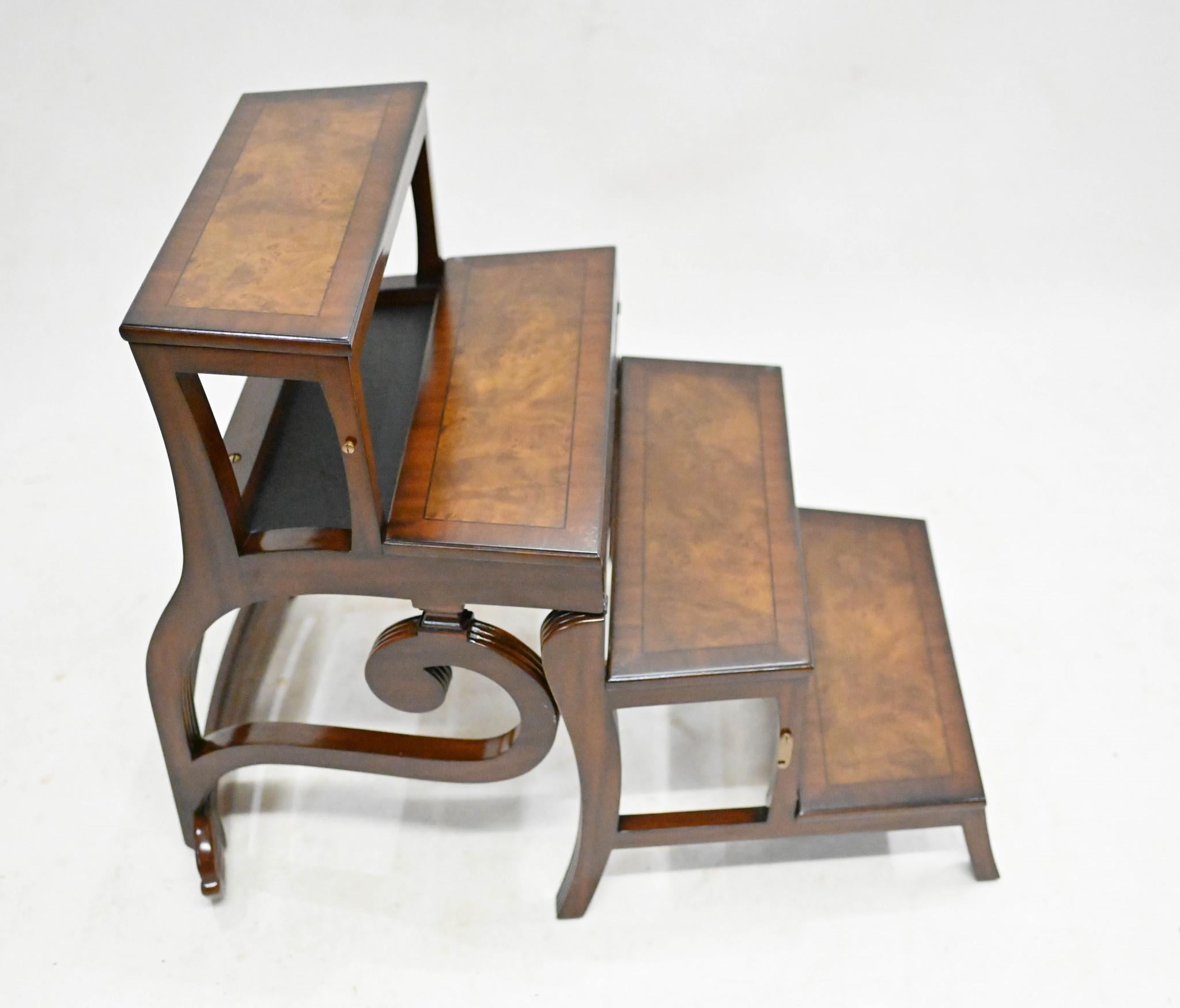 Regency Metamorphic Chair Set Library Steps Armchair Mahogany 1