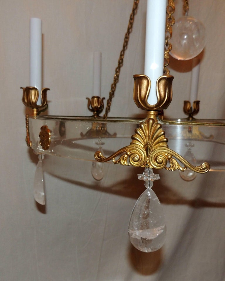 Regency MidCentury Modern Rock Crystal Lucite Ormolu Bronze French