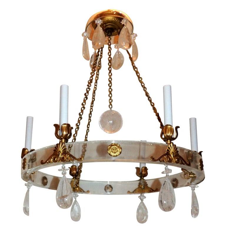 Regency MidCentury Modern Rock Crystal Lucite Ormolu Bronze French