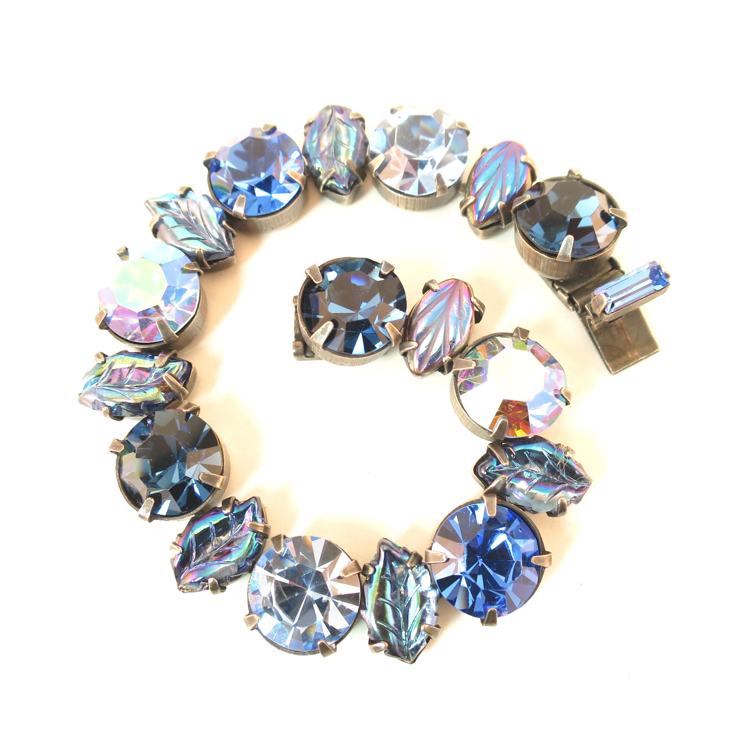 Regency Mid-Century Sapphire Crystal & Art Glass Bracelet, 1950s For Sale 6