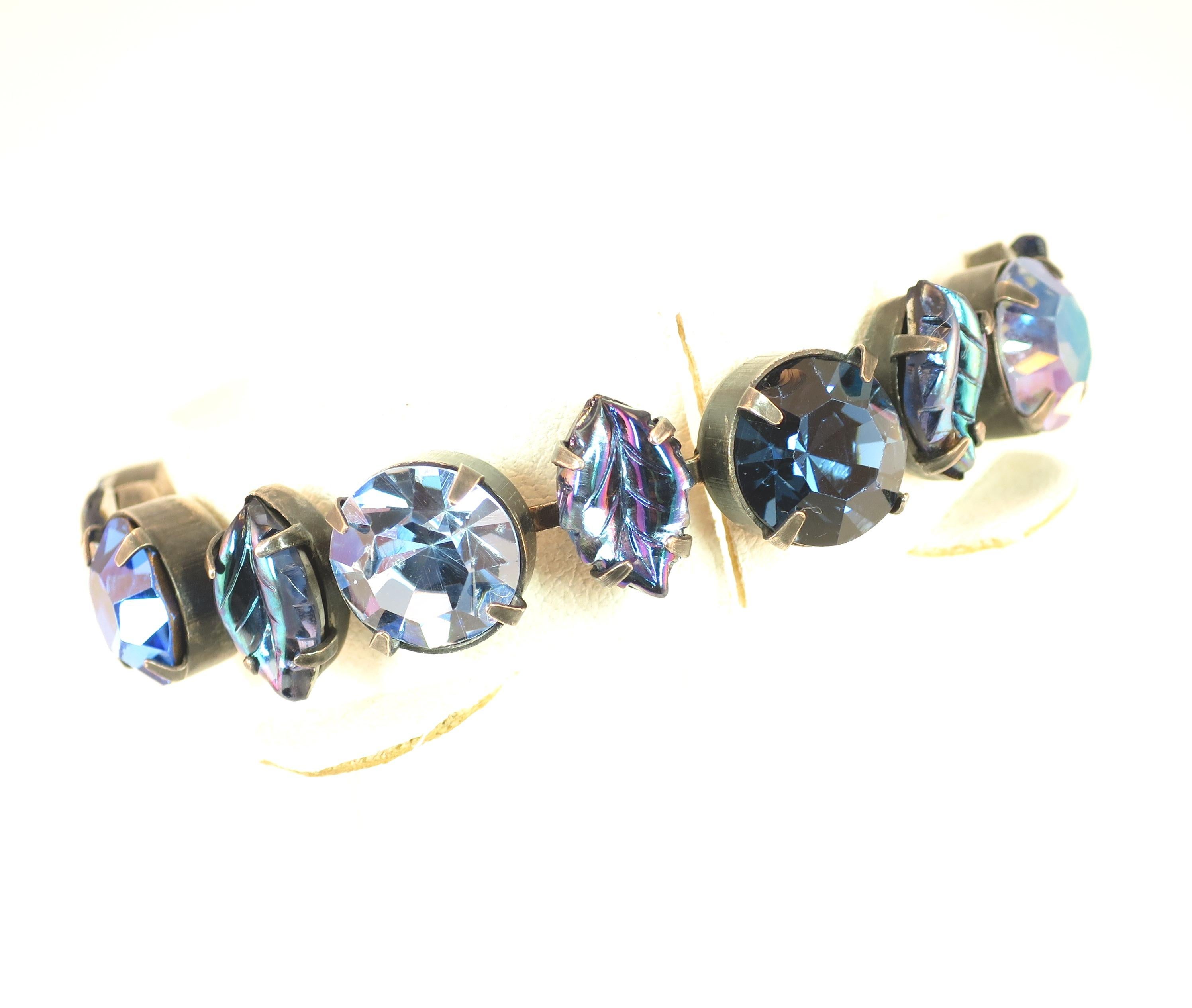 Regency Mid-Century Sapphire Crystal & Art Glass Bracelet, 1950s For Sale 7