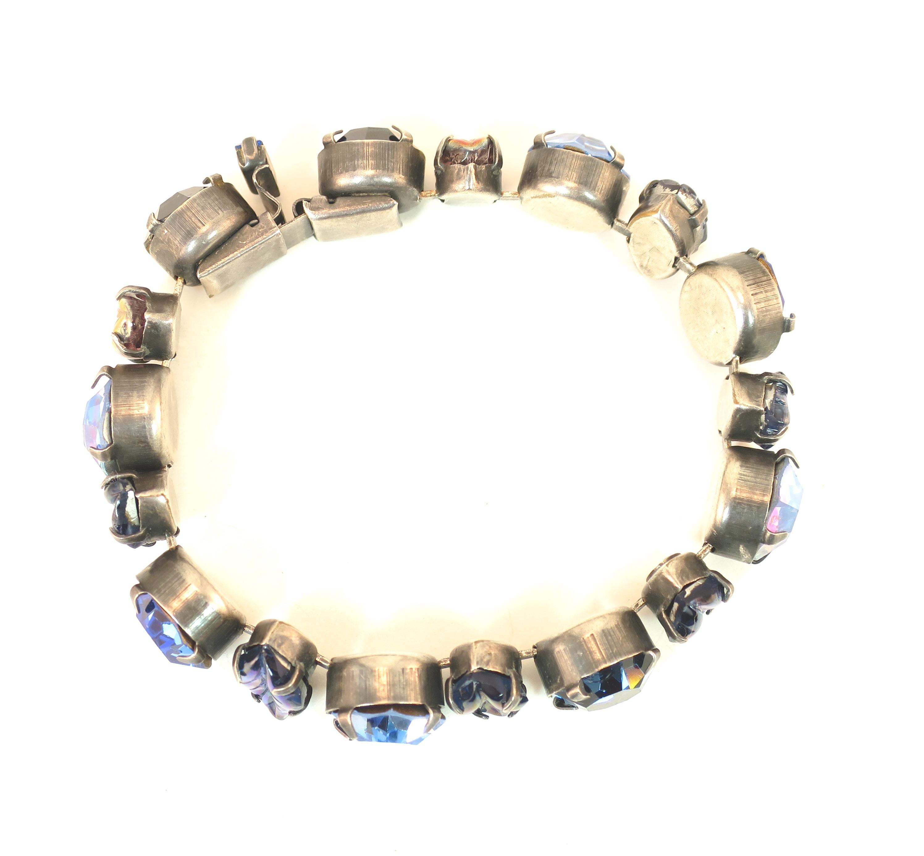 Regency Mid-Century Sapphire Crystal & Art Glass Bracelet, 1950s For Sale 9