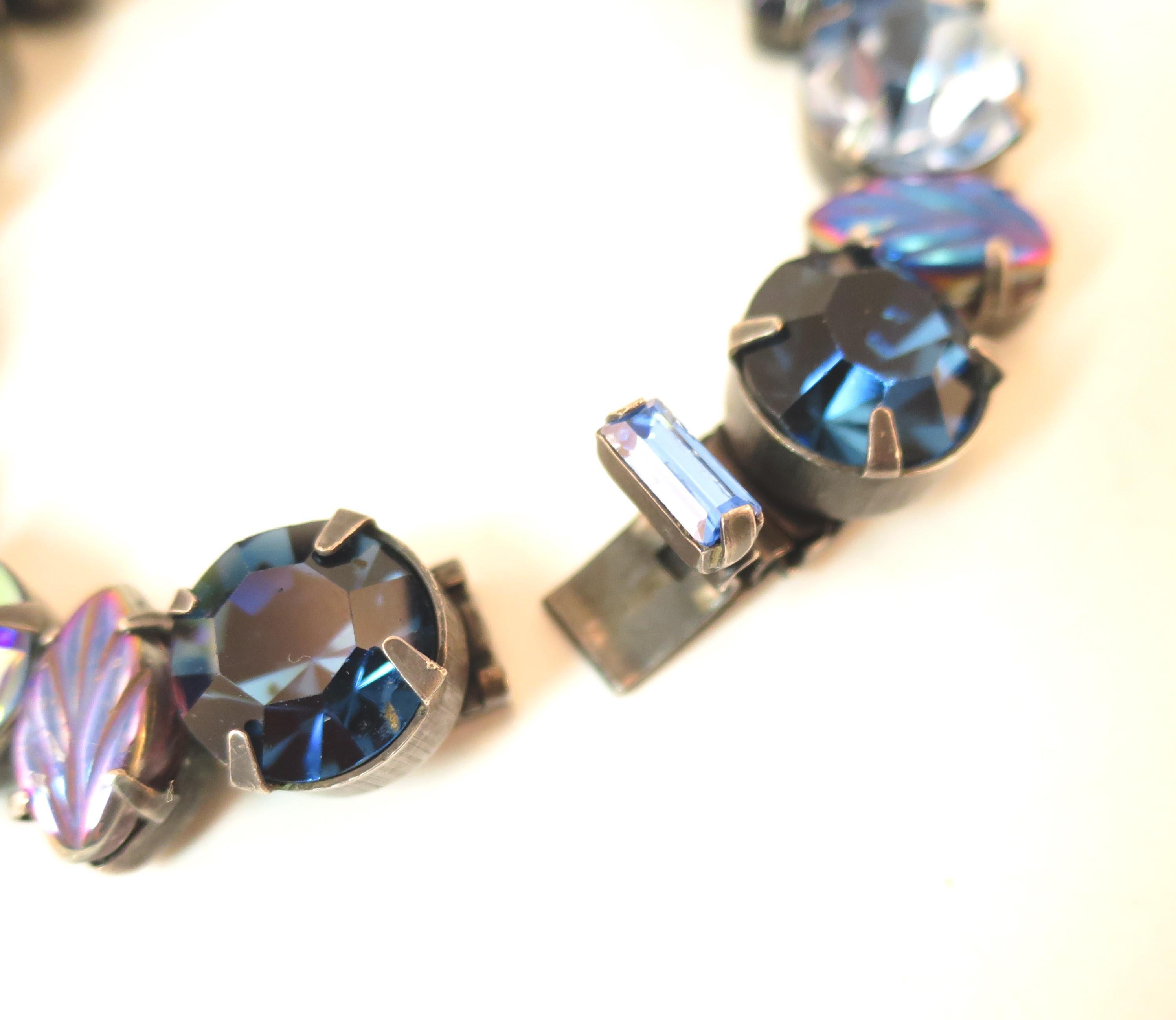 Regency Mid-Century Sapphire Crystal & Art Glass Bracelet, 1950s For Sale 10