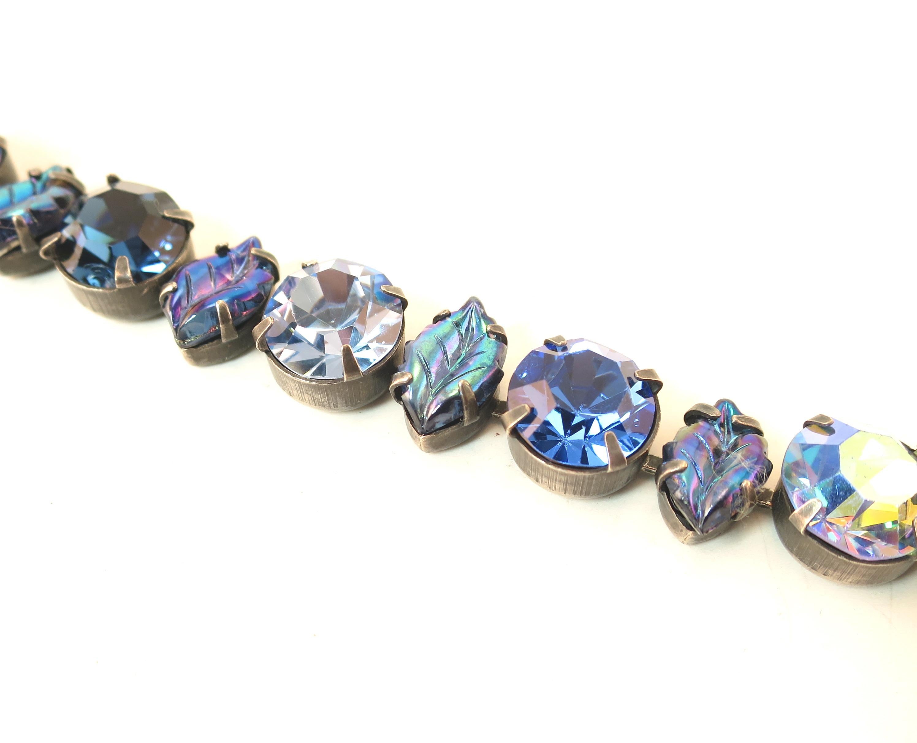 Women's Regency Mid-Century Sapphire Crystal & Art Glass Bracelet, 1950s For Sale