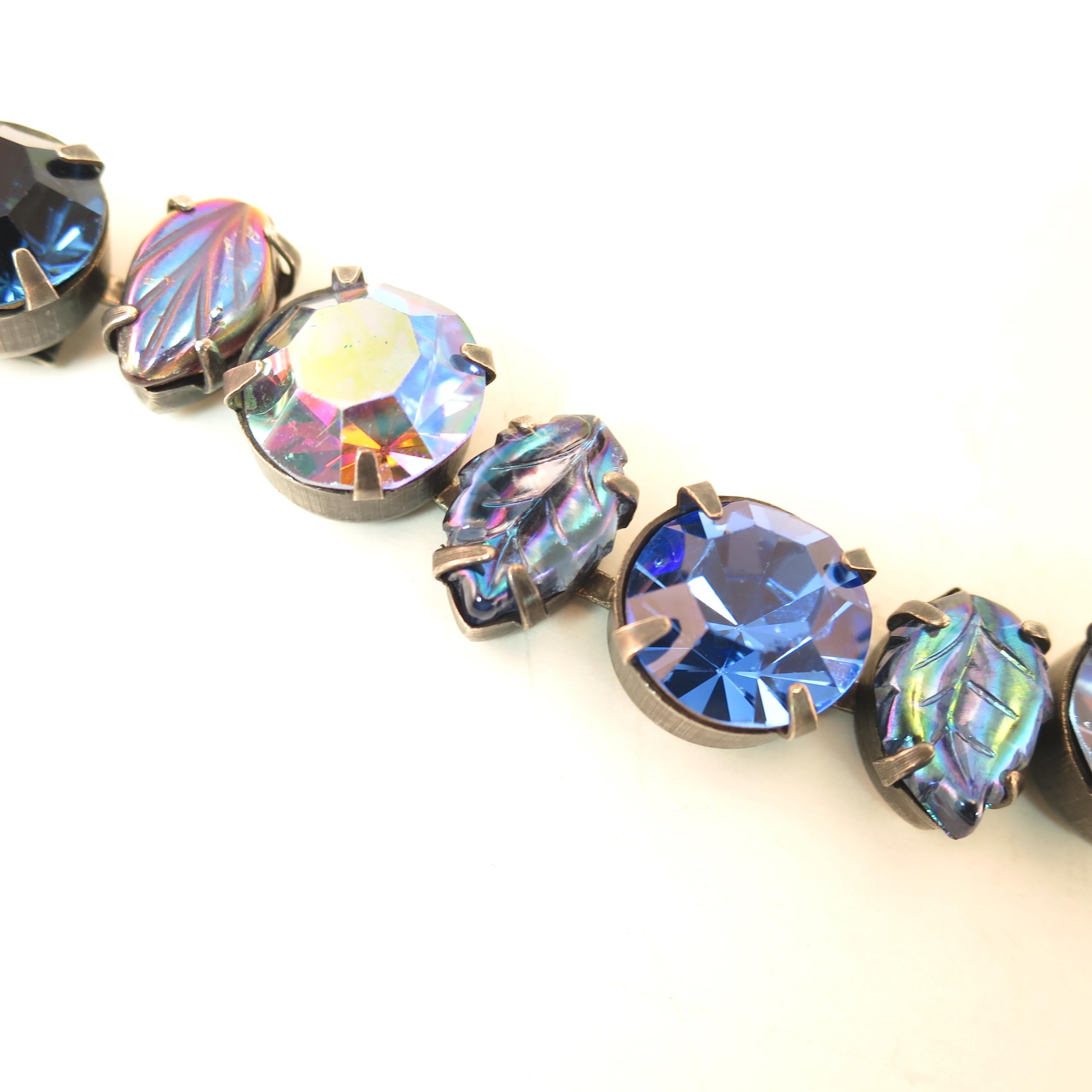 Regency Mid-Century Sapphire Crystal & Art Glass Bracelet, 1950s For Sale 3
