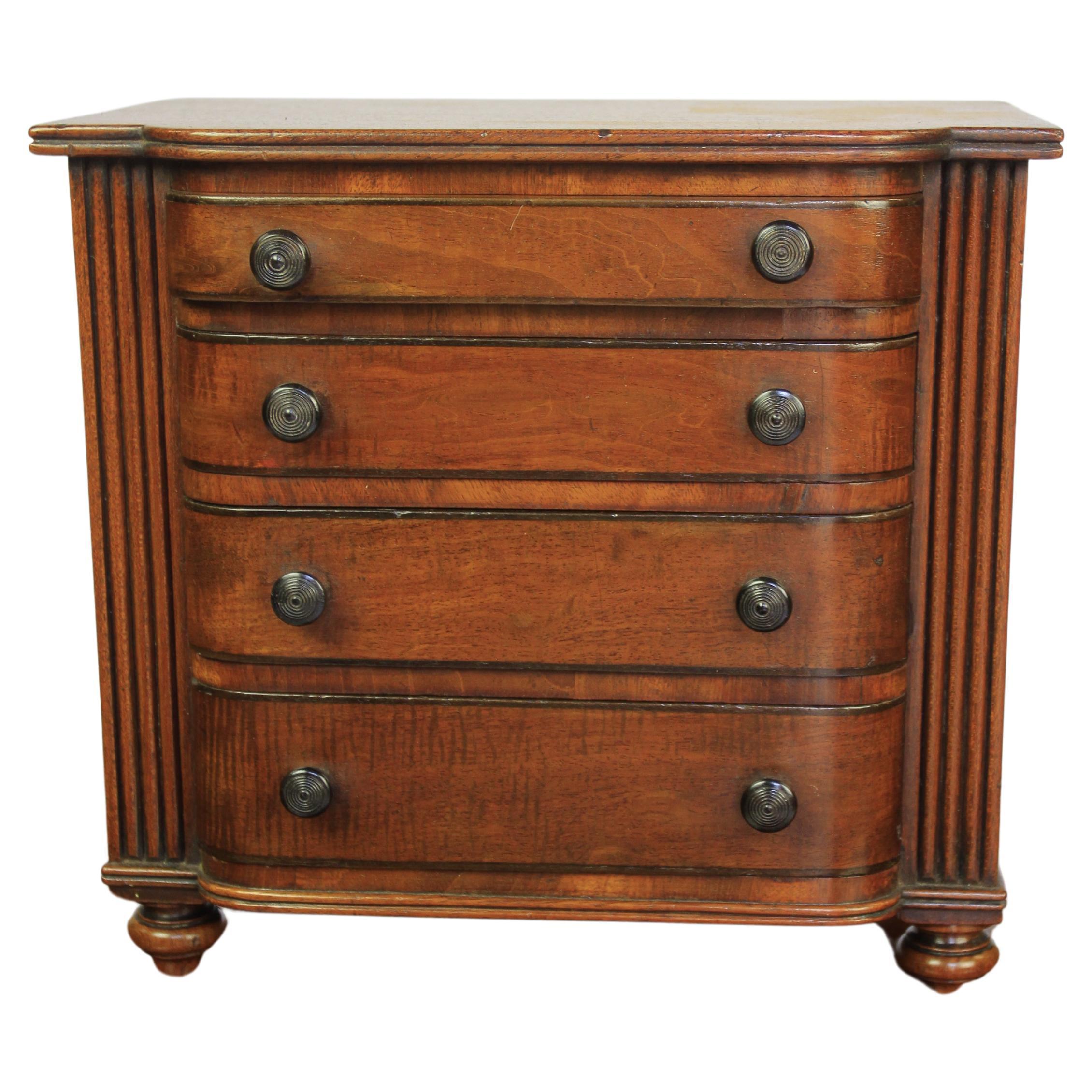 Regency Miniature 4 drawer Mahogany D front chest For Sale