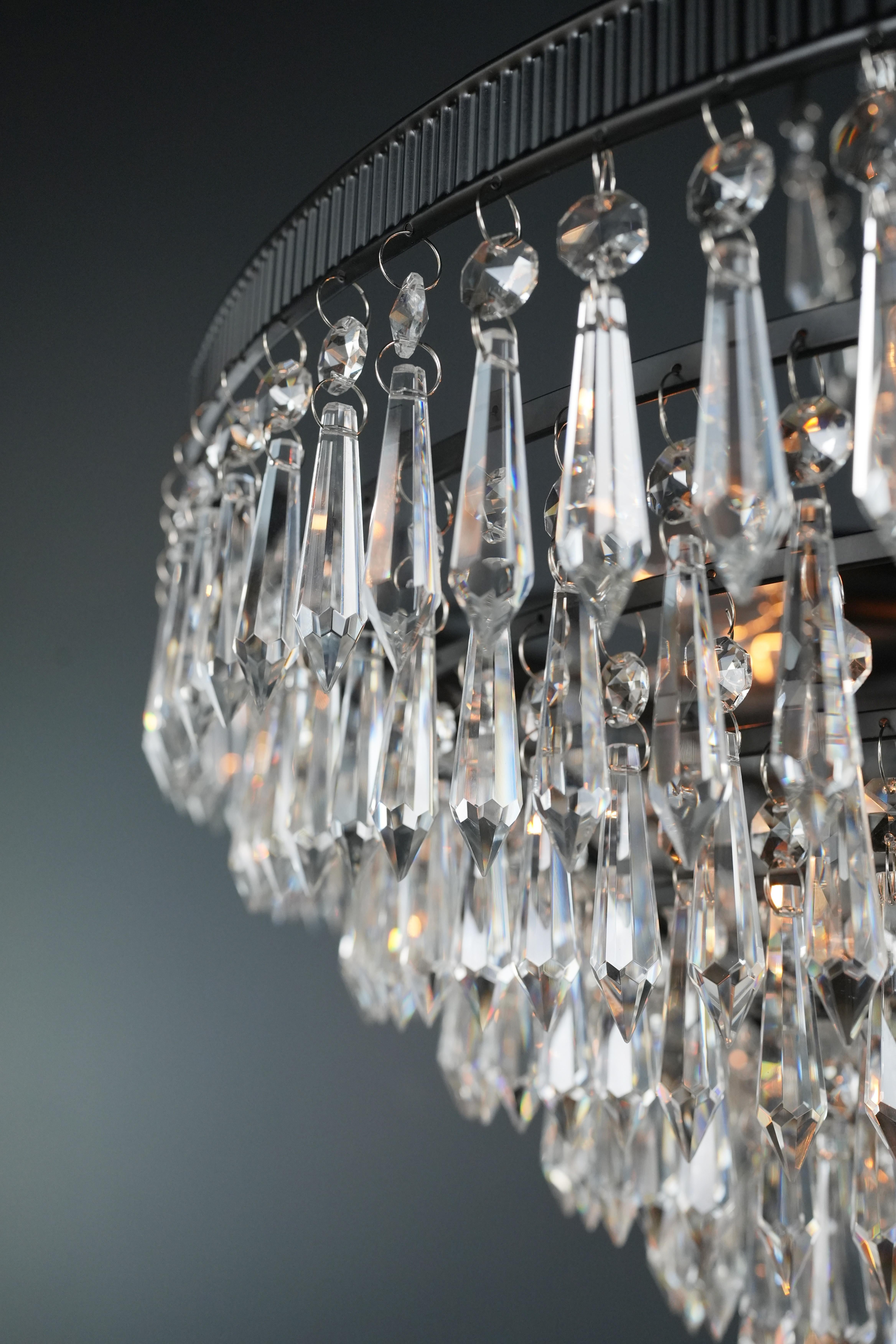 Regency Modern Black Crystal Chandelier Lamp Lustre For Sale 5