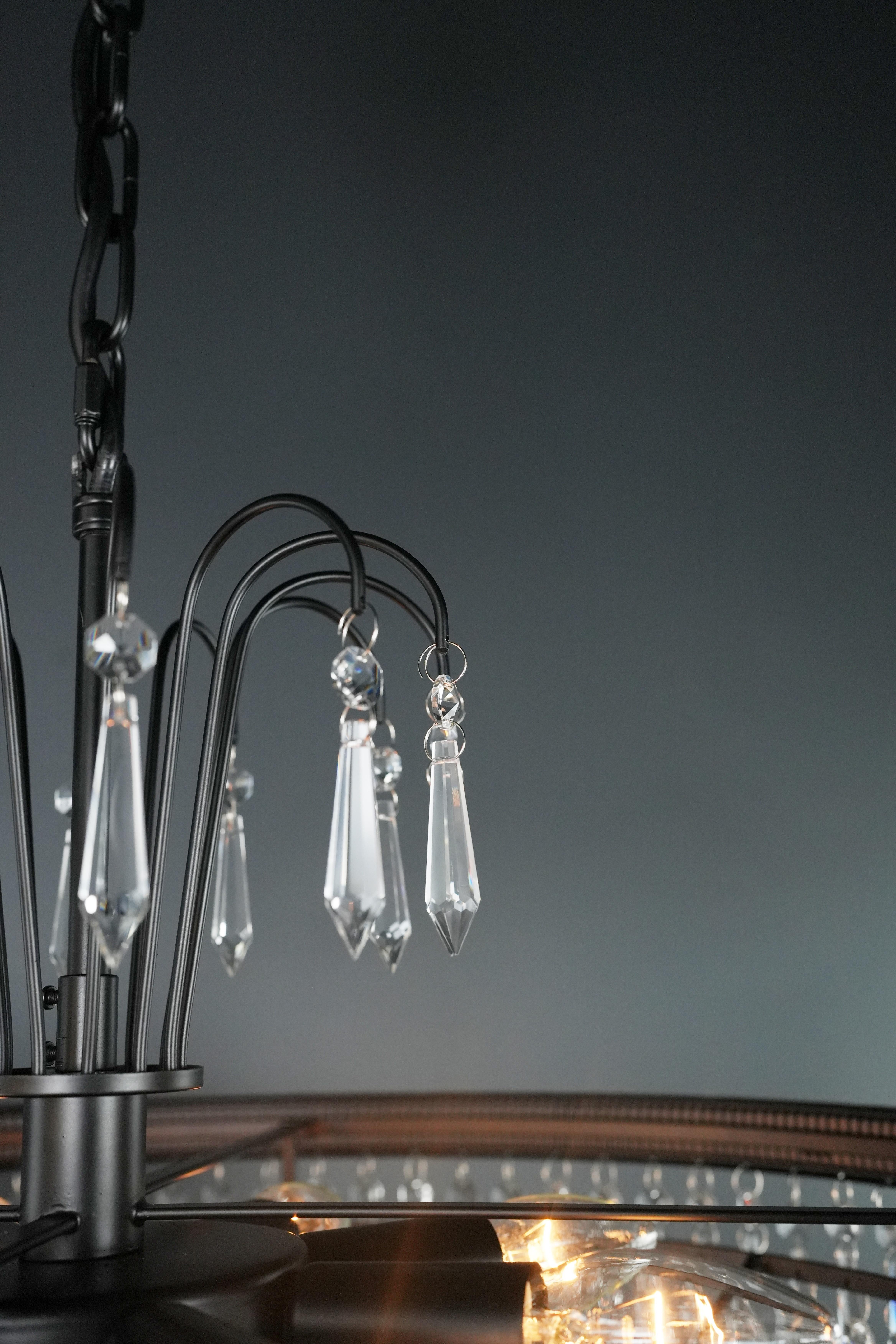 Regency Modern Black Crystal Chandelier Lamp Lustre For Sale 4