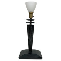 Regency Modern Table Lamp in Cerused Oak 1950s Style of James Mont