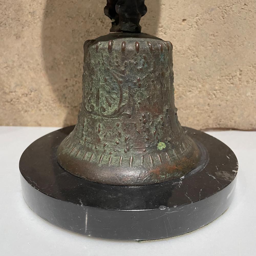 1940s Bronze Mejico Bell Table Lamps Marble Base Guadalajara For Sale 3