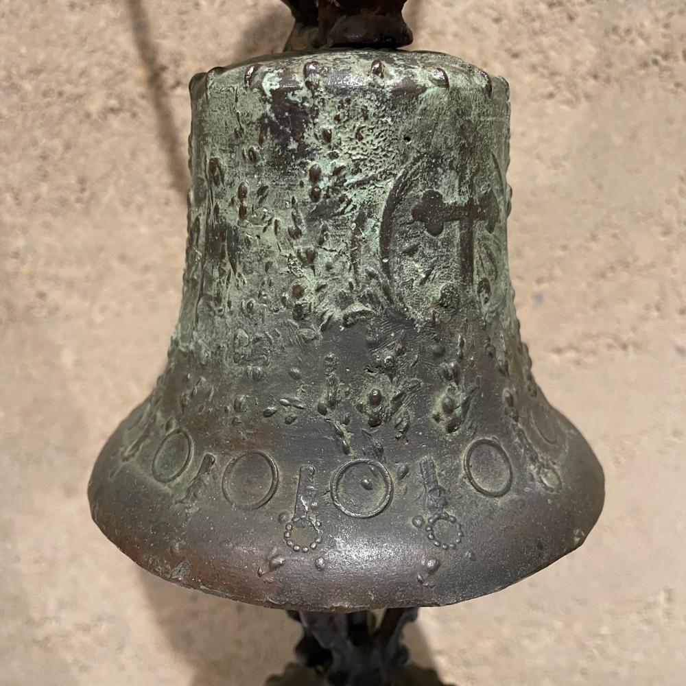 1940s Bronze Mejico Bell Table Lamps Marble Base Guadalajara For Sale 4
