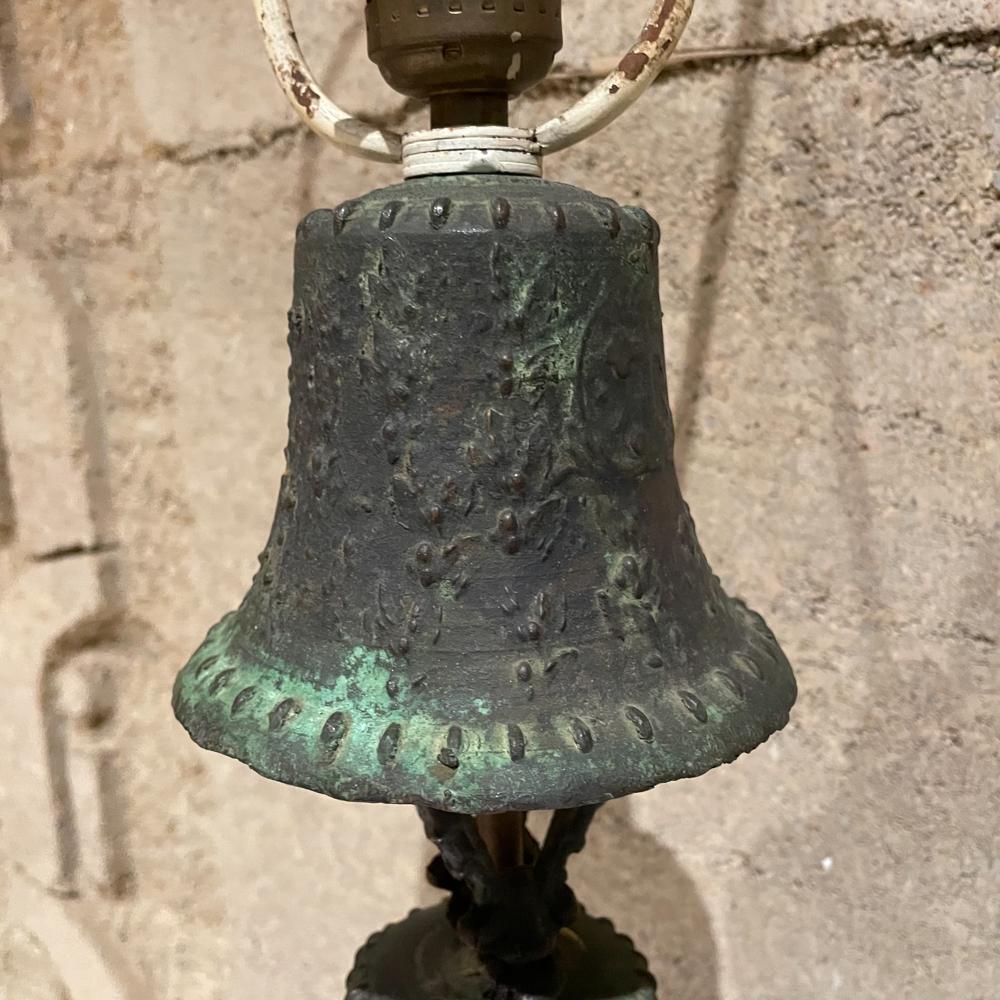 1940s Bronze Mejico Bell Table Lamps Marble Base Guadalajara For Sale 7