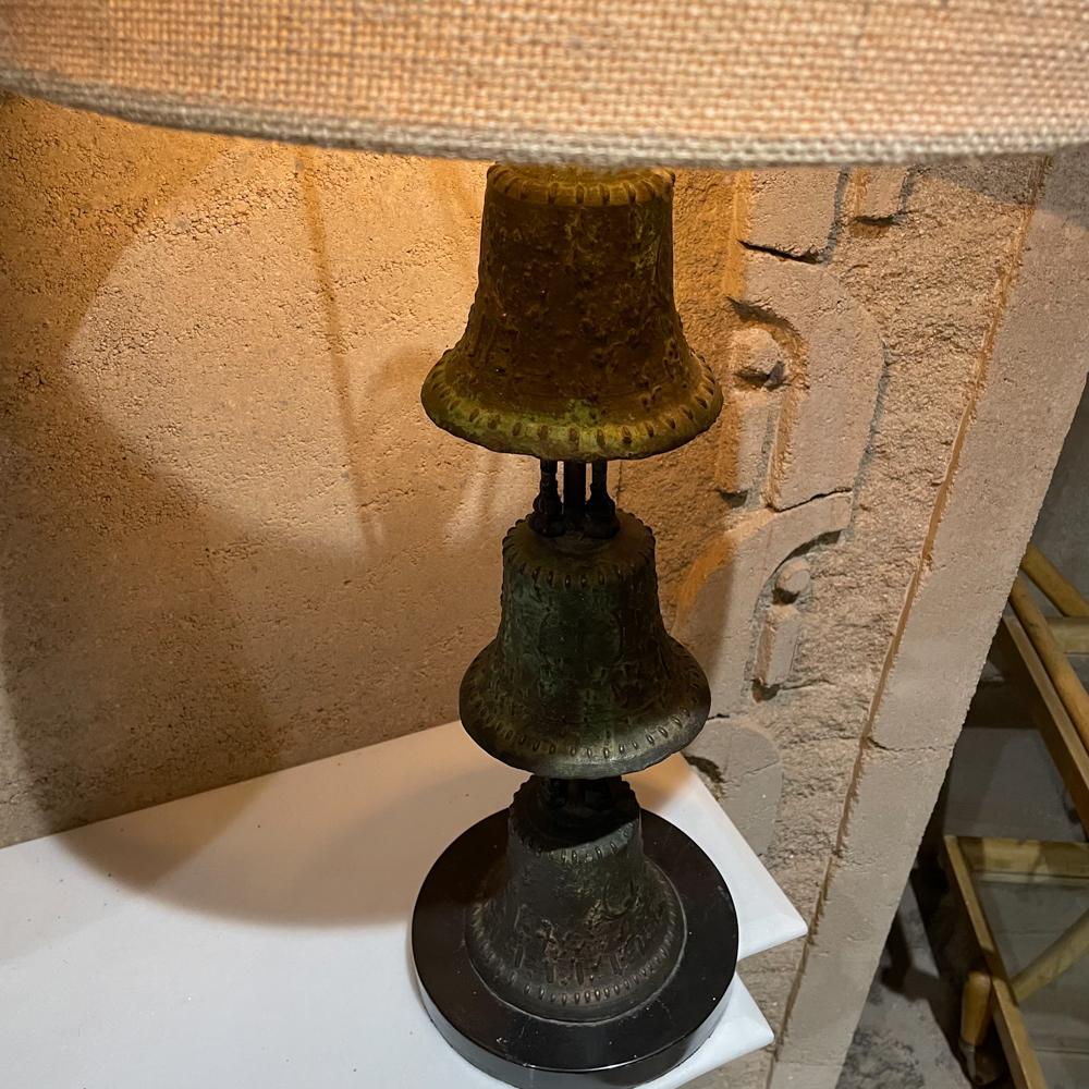 1940s Bronze Mejico Bell Table Lamps Marble Base Guadalajara For Sale 8