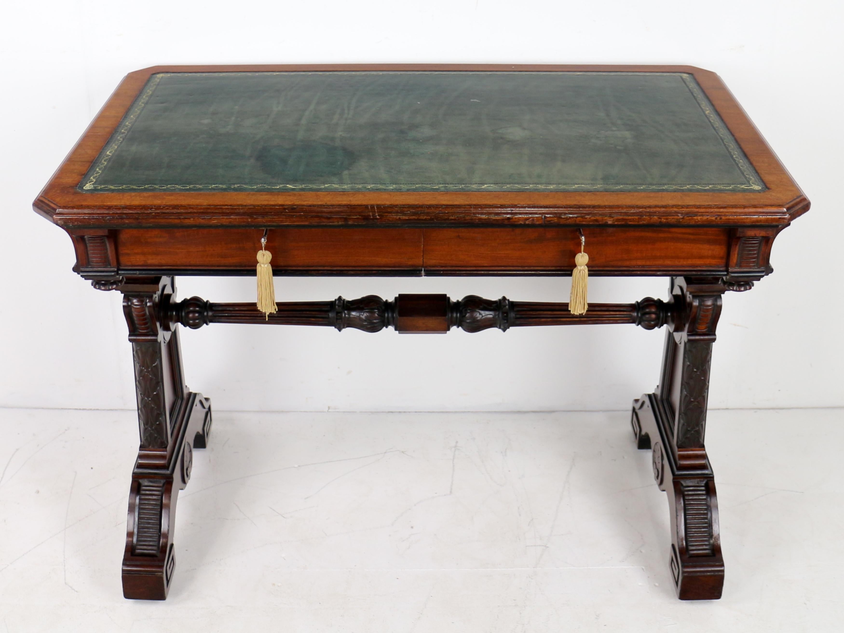 Regency Neoclassical Mahogany Library Table in the manner of Richard Bridgen For Sale 4