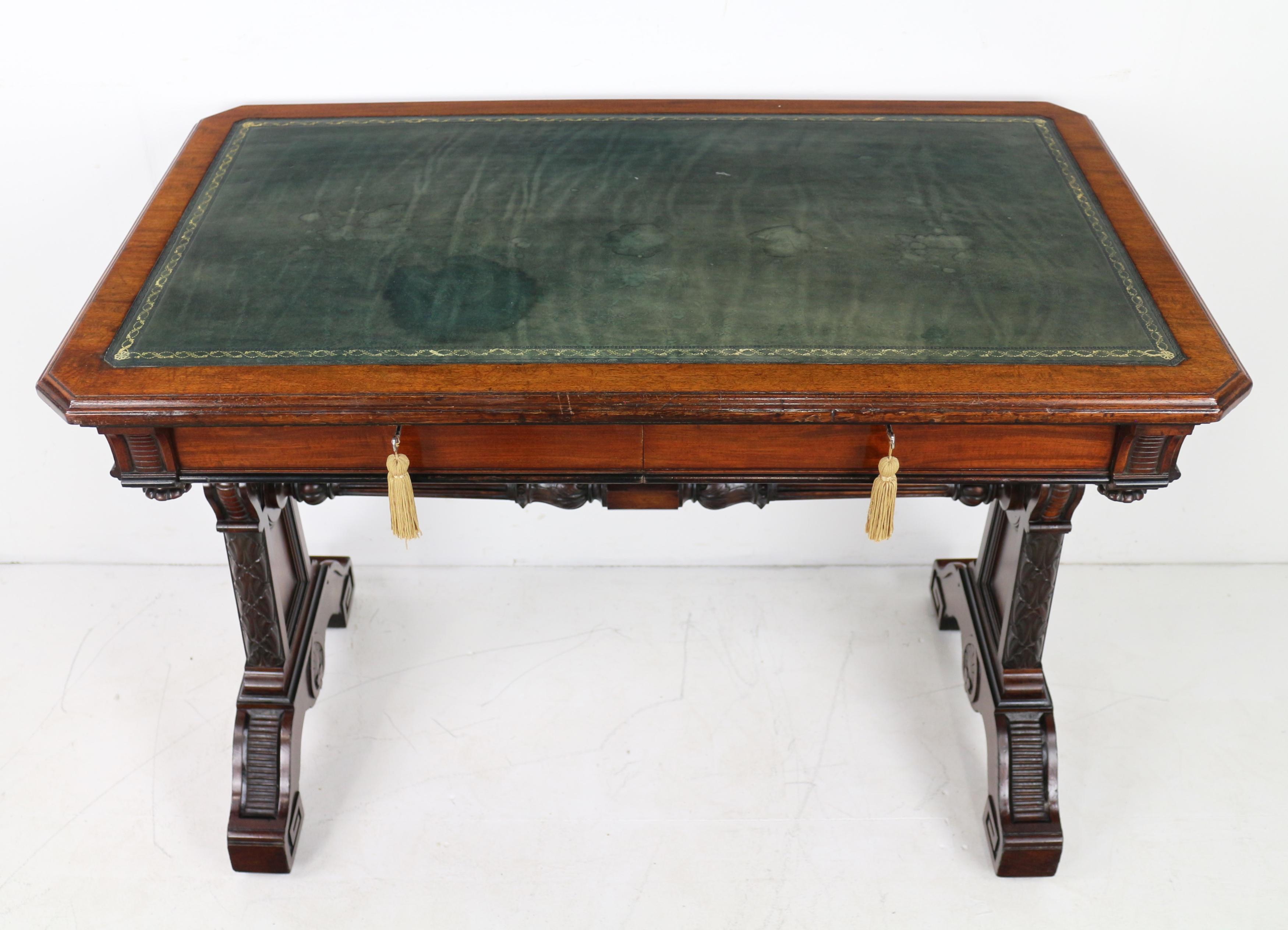 Regency Neoclassical Mahogany Library Table in the manner of Richard Bridgen For Sale 9