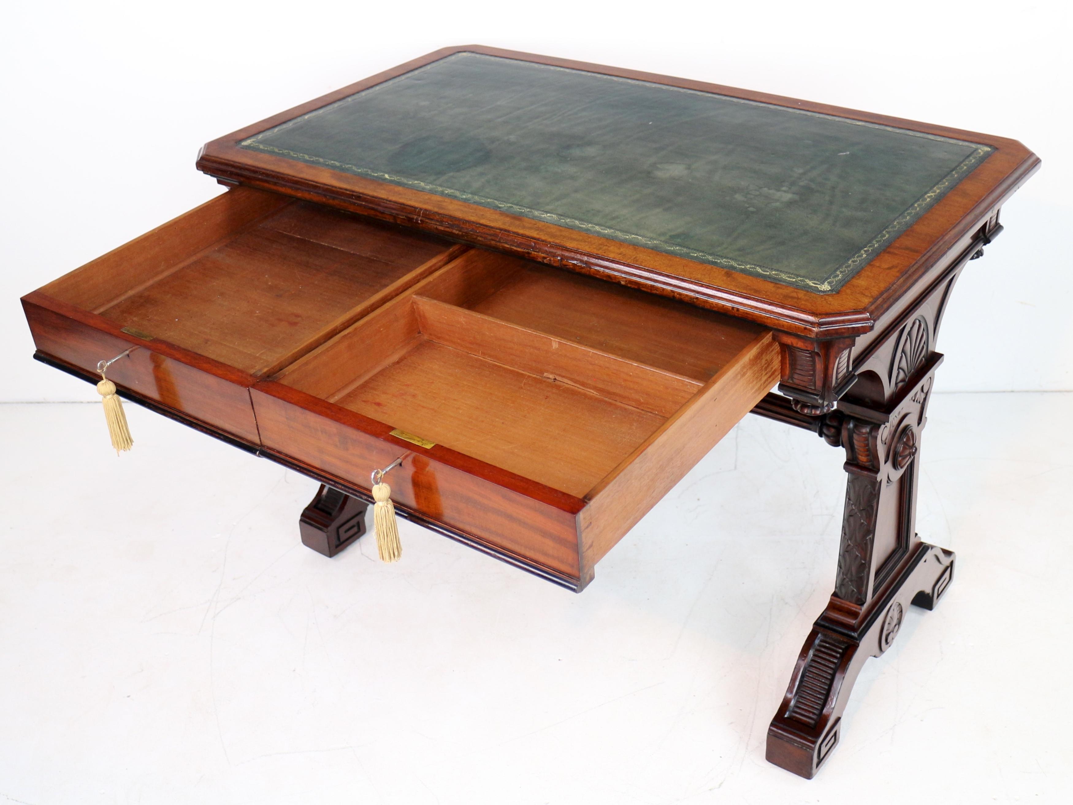 Regency Neoclassical Mahogany Library Table in the manner of Richard Bridgen For Sale 13