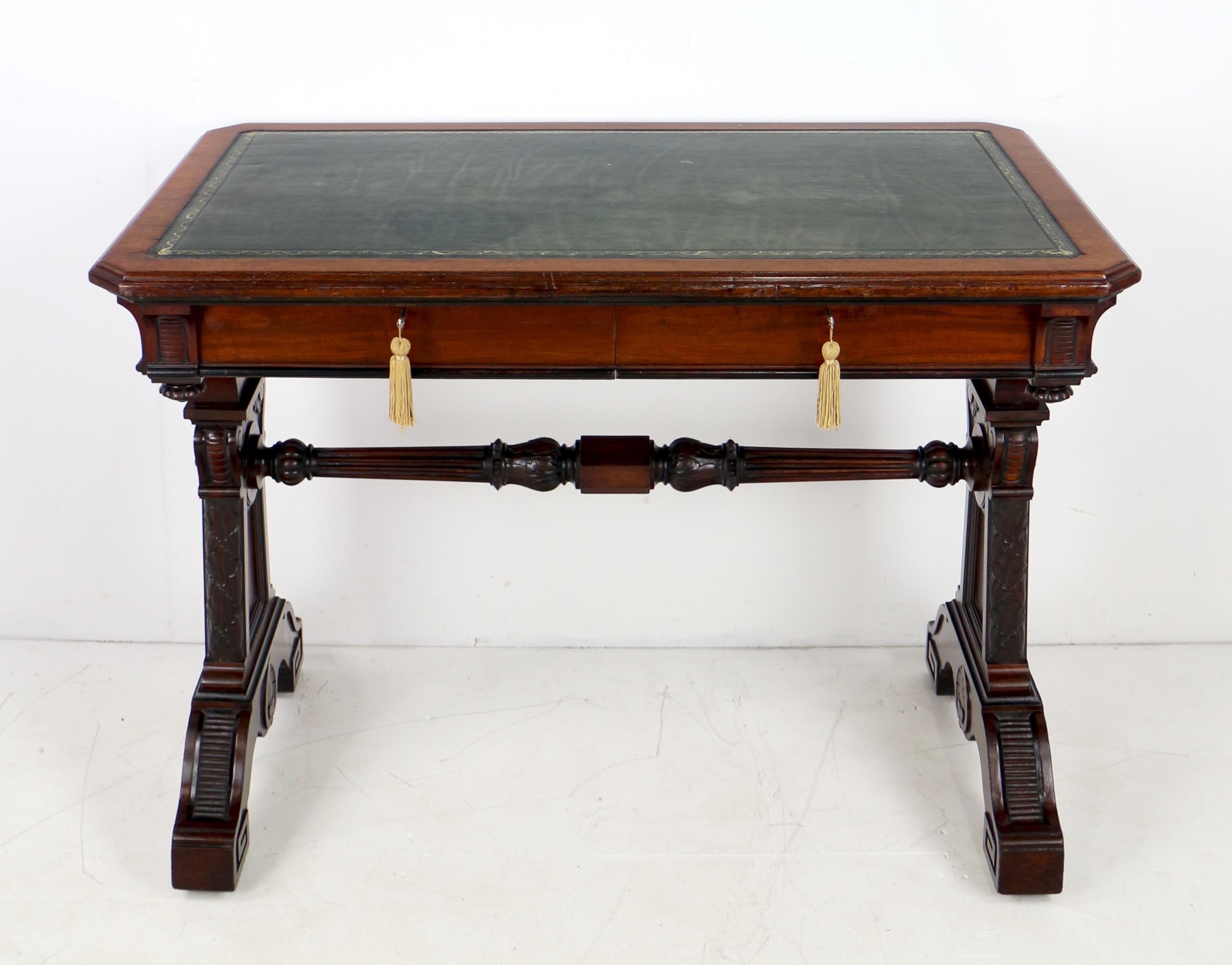 English Regency Neoclassical Mahogany Library Table in the manner of Richard Bridgen For Sale
