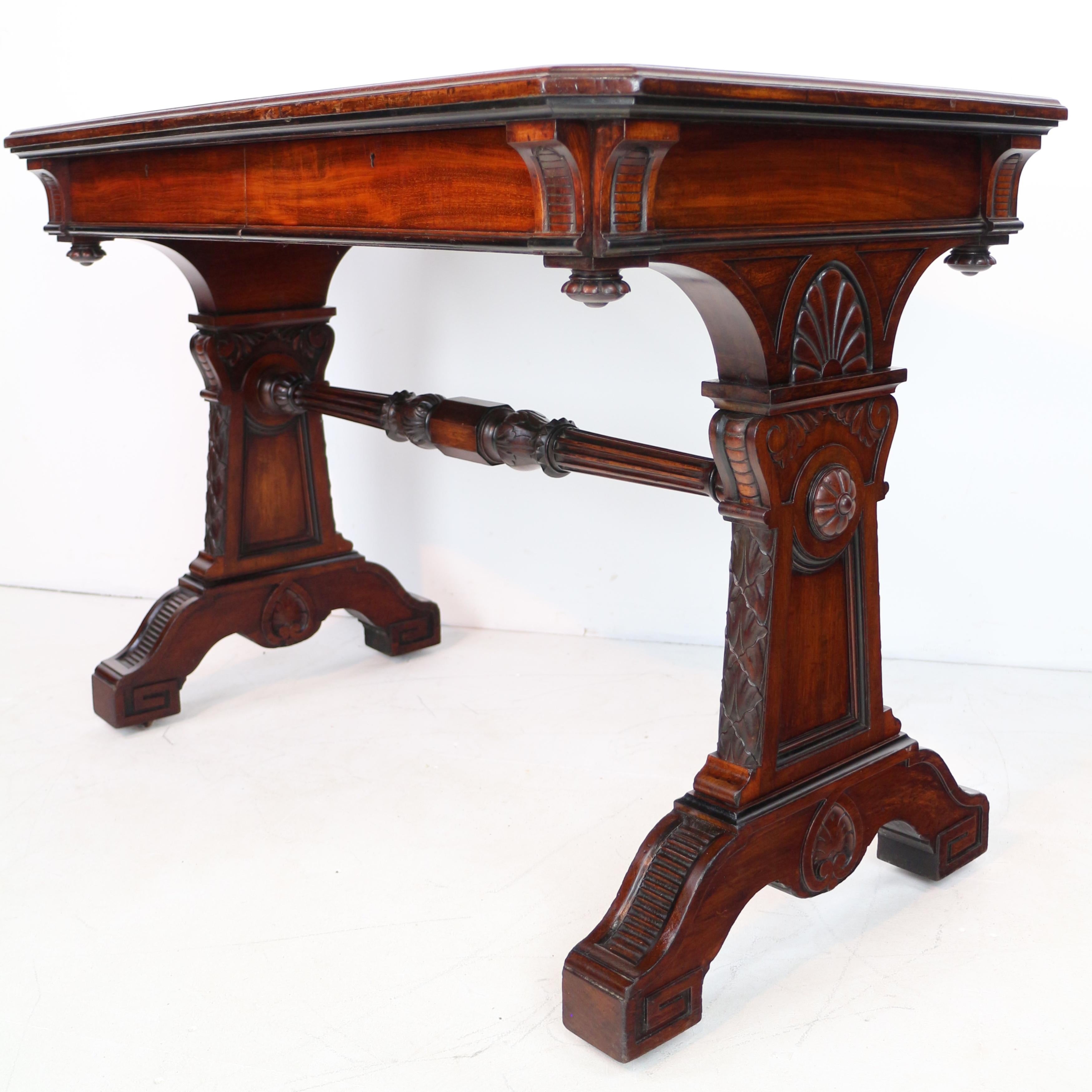 19th Century Regency Neoclassical Mahogany Library Table in the manner of Richard Bridgen For Sale