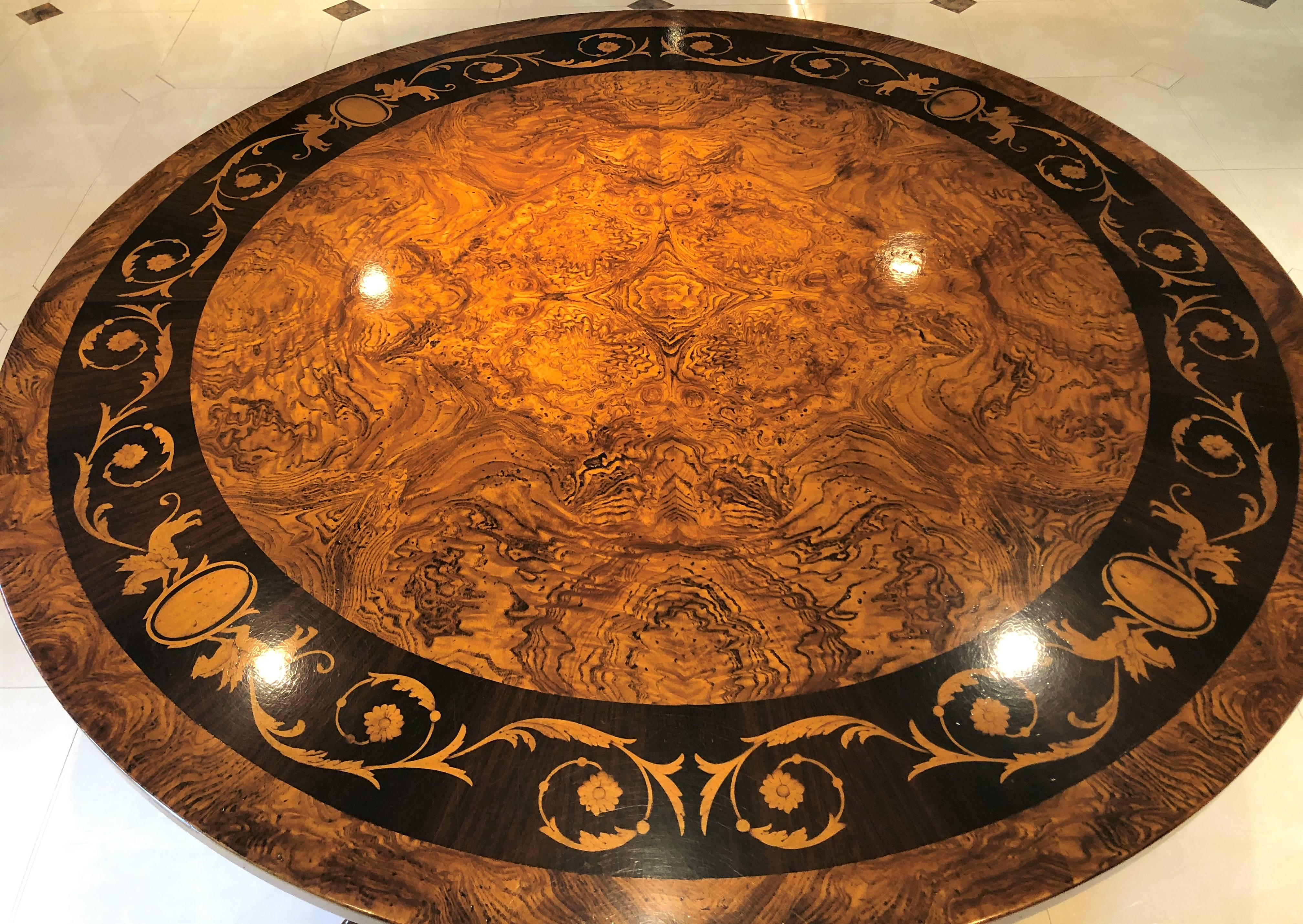 Regency Neoclassical Style Inlaid Foyer Top Round Centre Table Francesco Molon 2