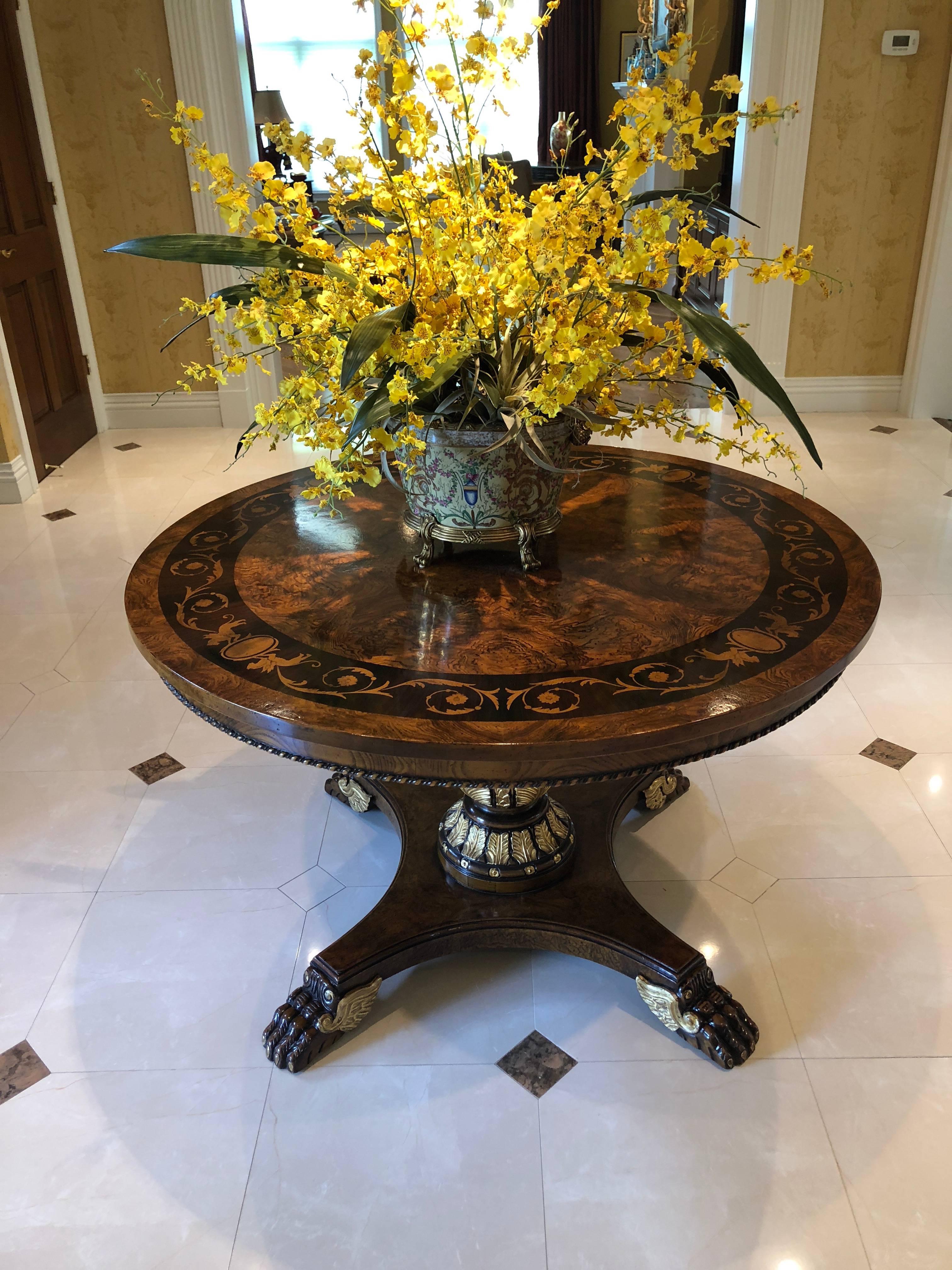 Italian Regency Neoclassical Style Inlaid Foyer Top Round Centre Table Francesco Molon