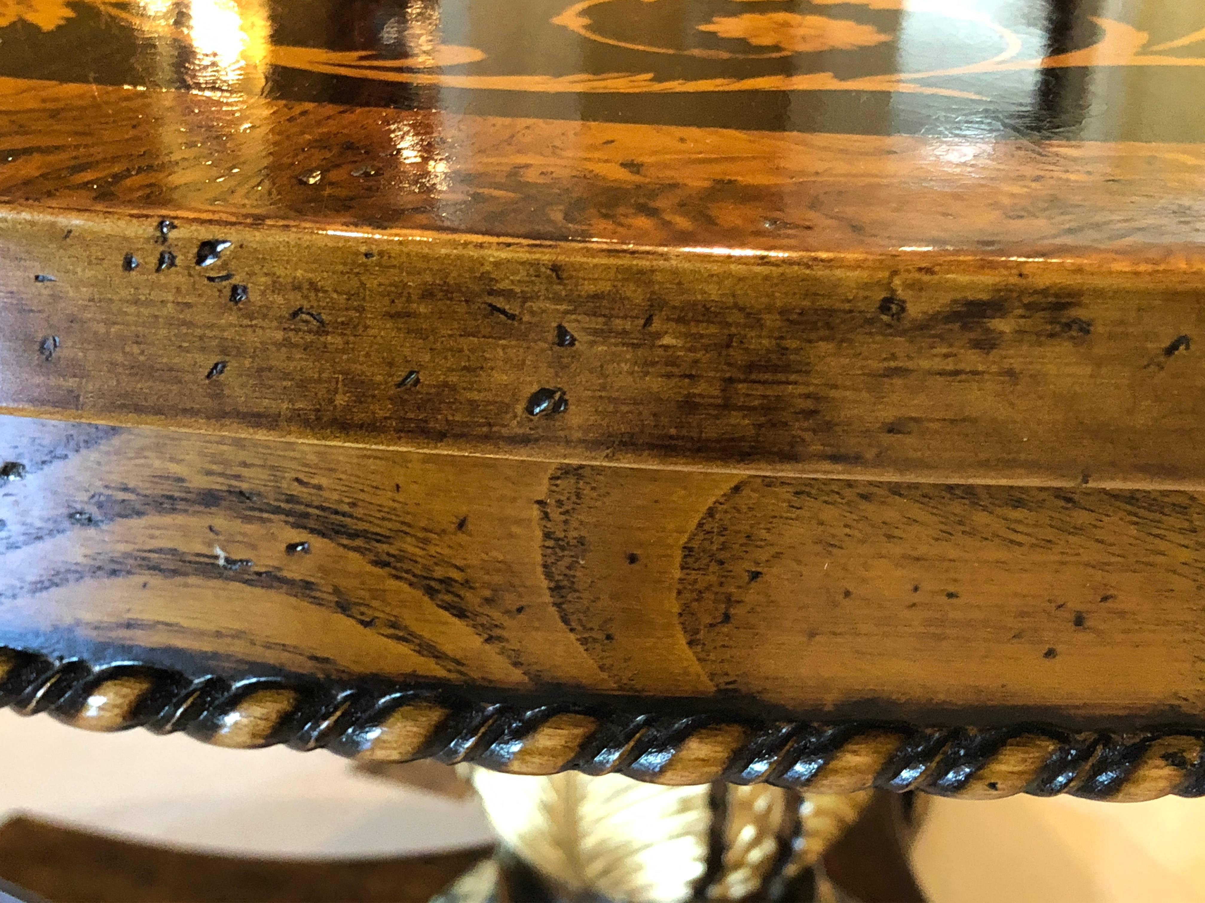 Regency Neoclassical Style Inlaid Foyer Top Round Centre Table Francesco Molon In Good Condition In Stamford, CT