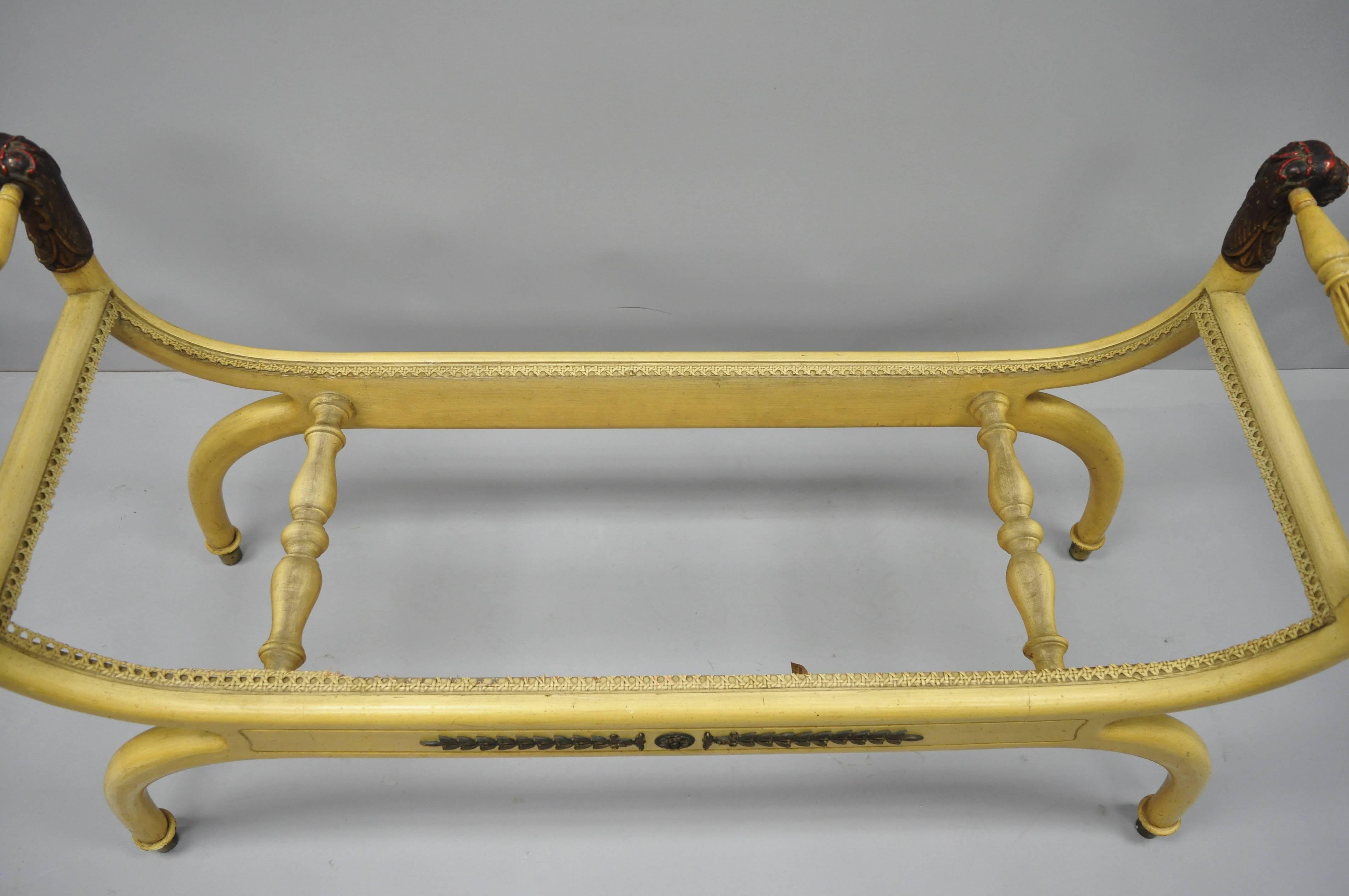 Brass Regency Neoclassical Style Lion Head Curule Long x Frame Bench Bruschi & Rolando