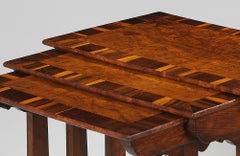 Regency Nest of Three Tables in Pollard Oak and with Laburnum Banding
