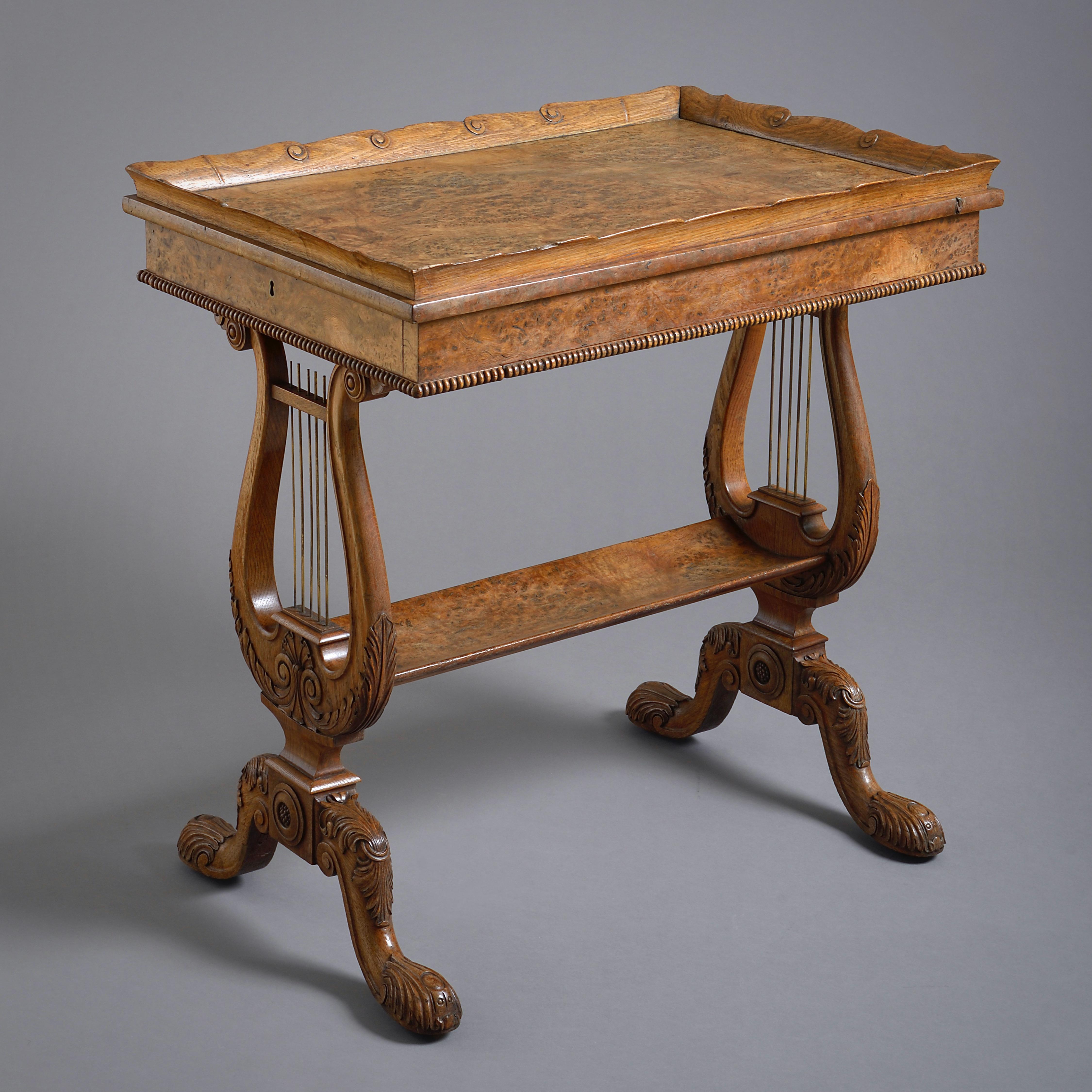 Regency Oak and Burr-Oak Tray-Top Table by Gillows In Good Condition In London, GB