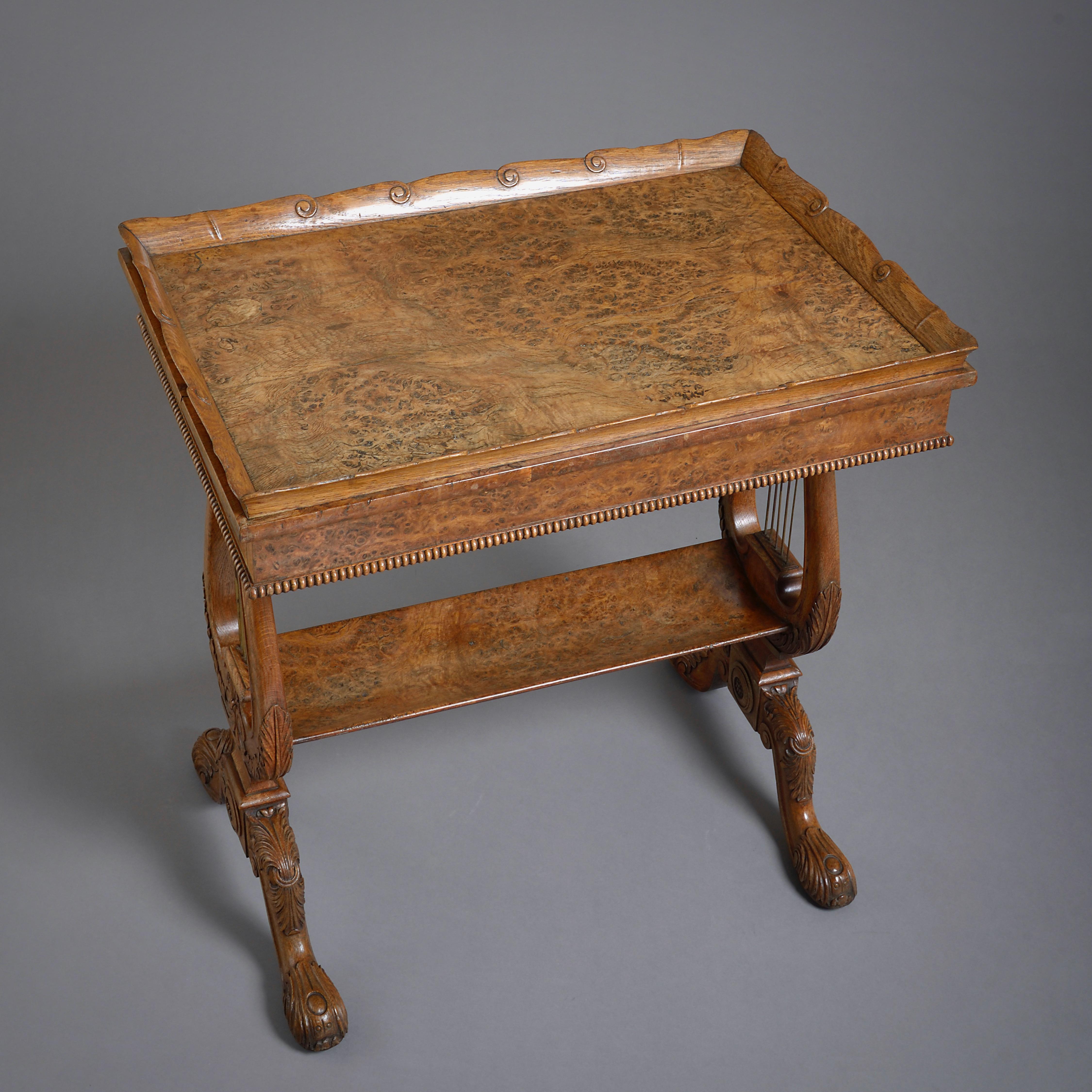 Regency Oak and Burr-Oak Tray-Top Table by Gillows 1