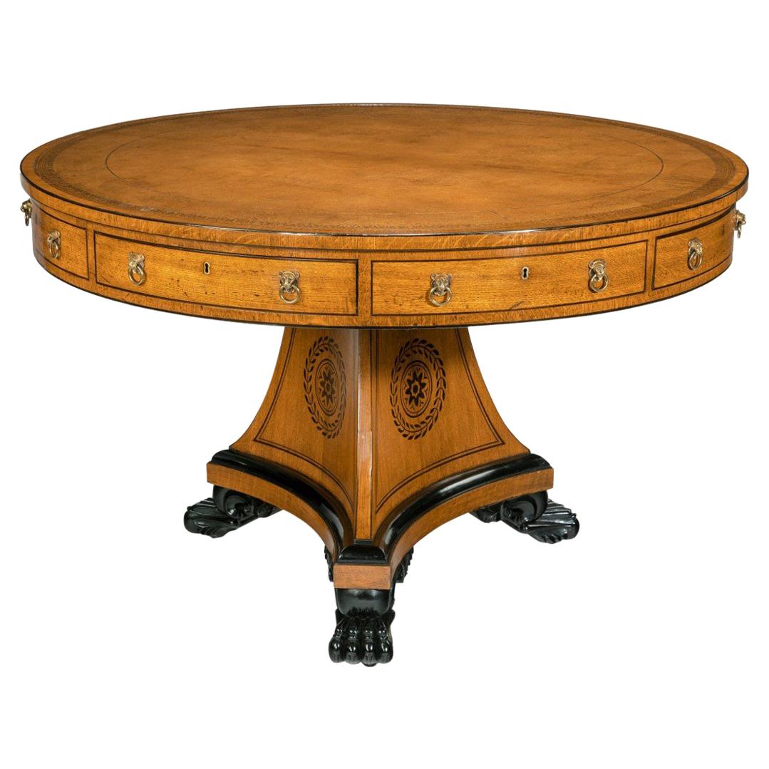 Regency period, Pollard Oak Drum table, 1820 For Sale at 1stDibs