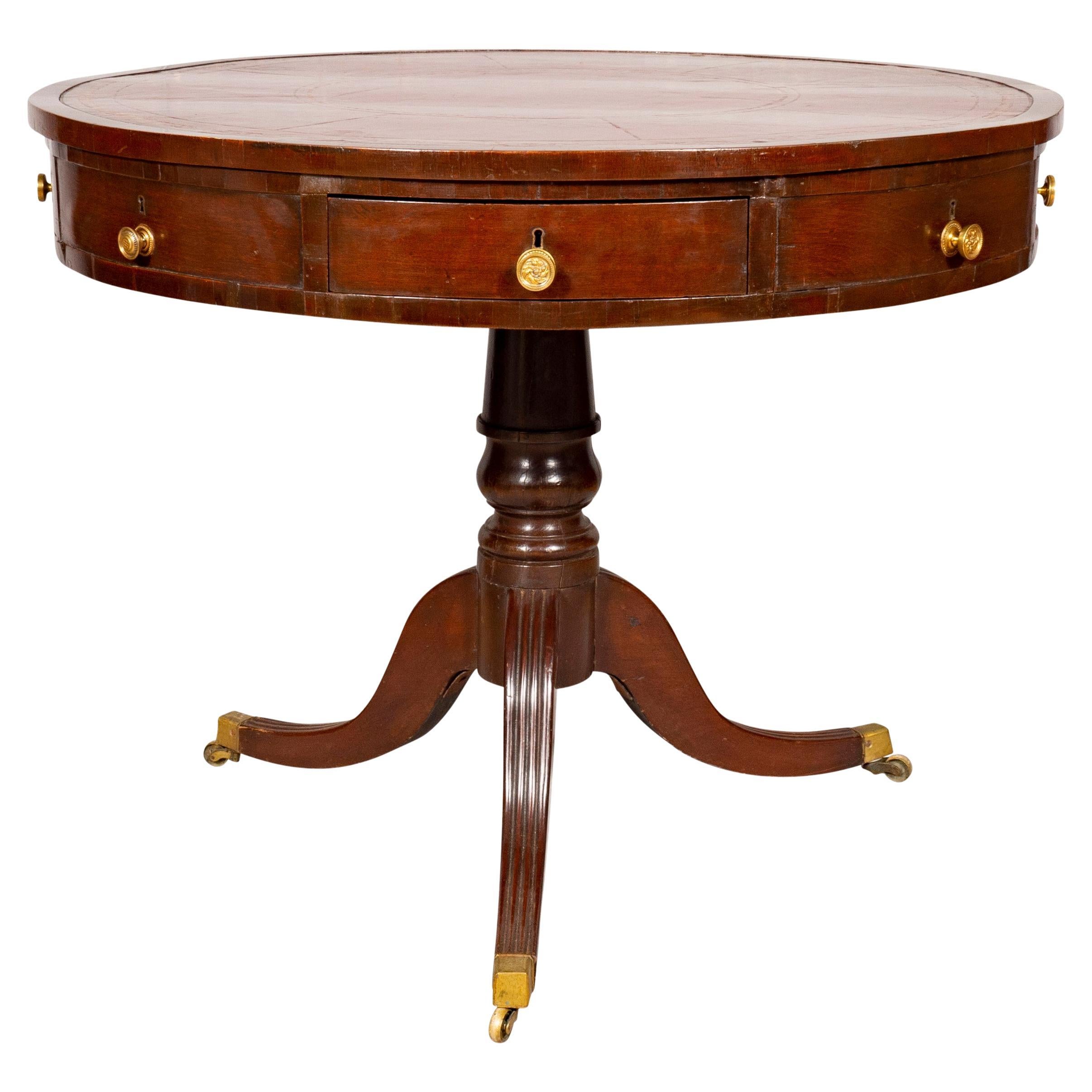 Regency Style Rosewood Drum Table For Sale at 1stDibs