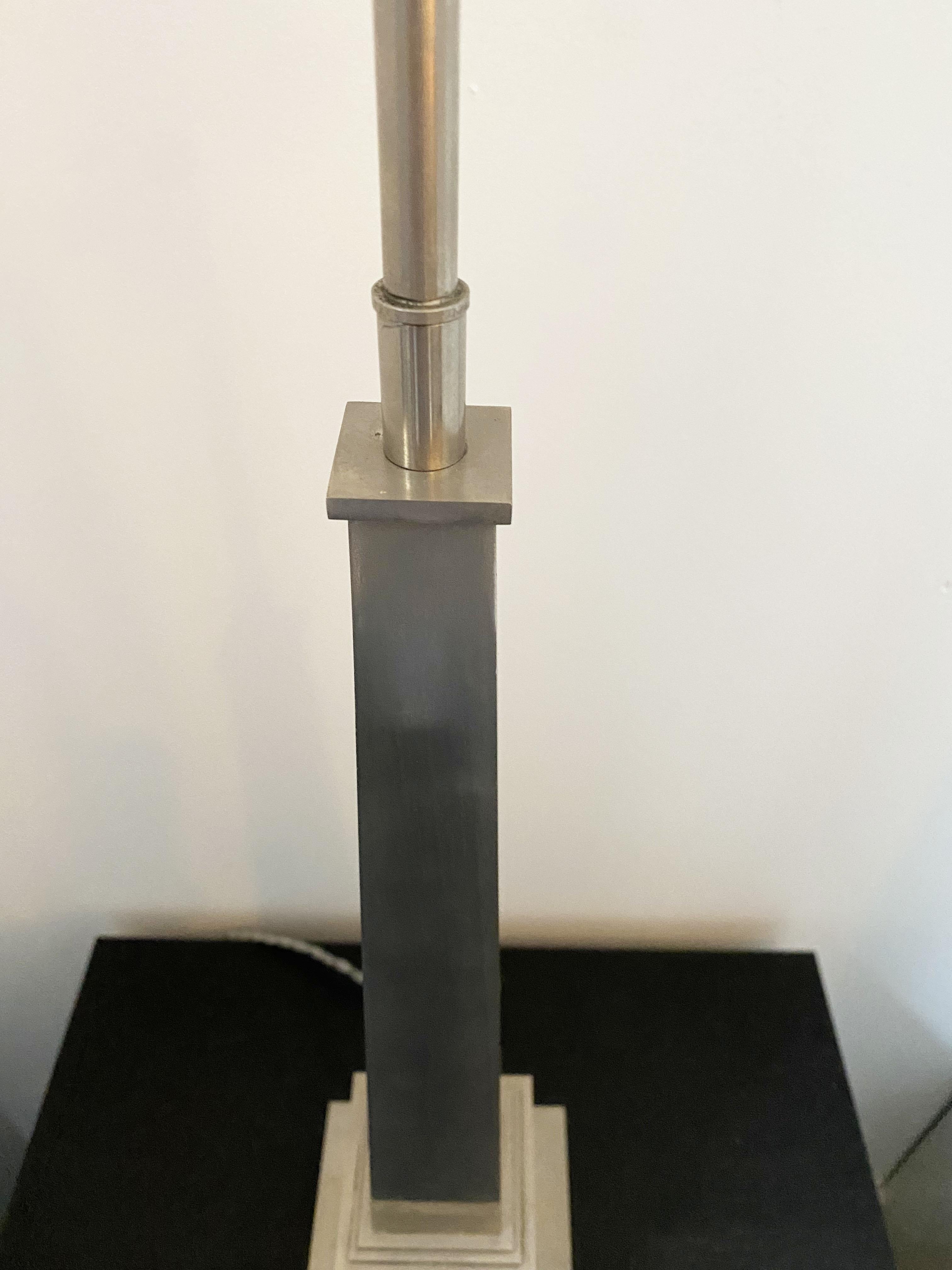 Regency Obelisk Shaped Table Lampe in Chromed Bronze, Maison Charles, 1960s For Sale 1