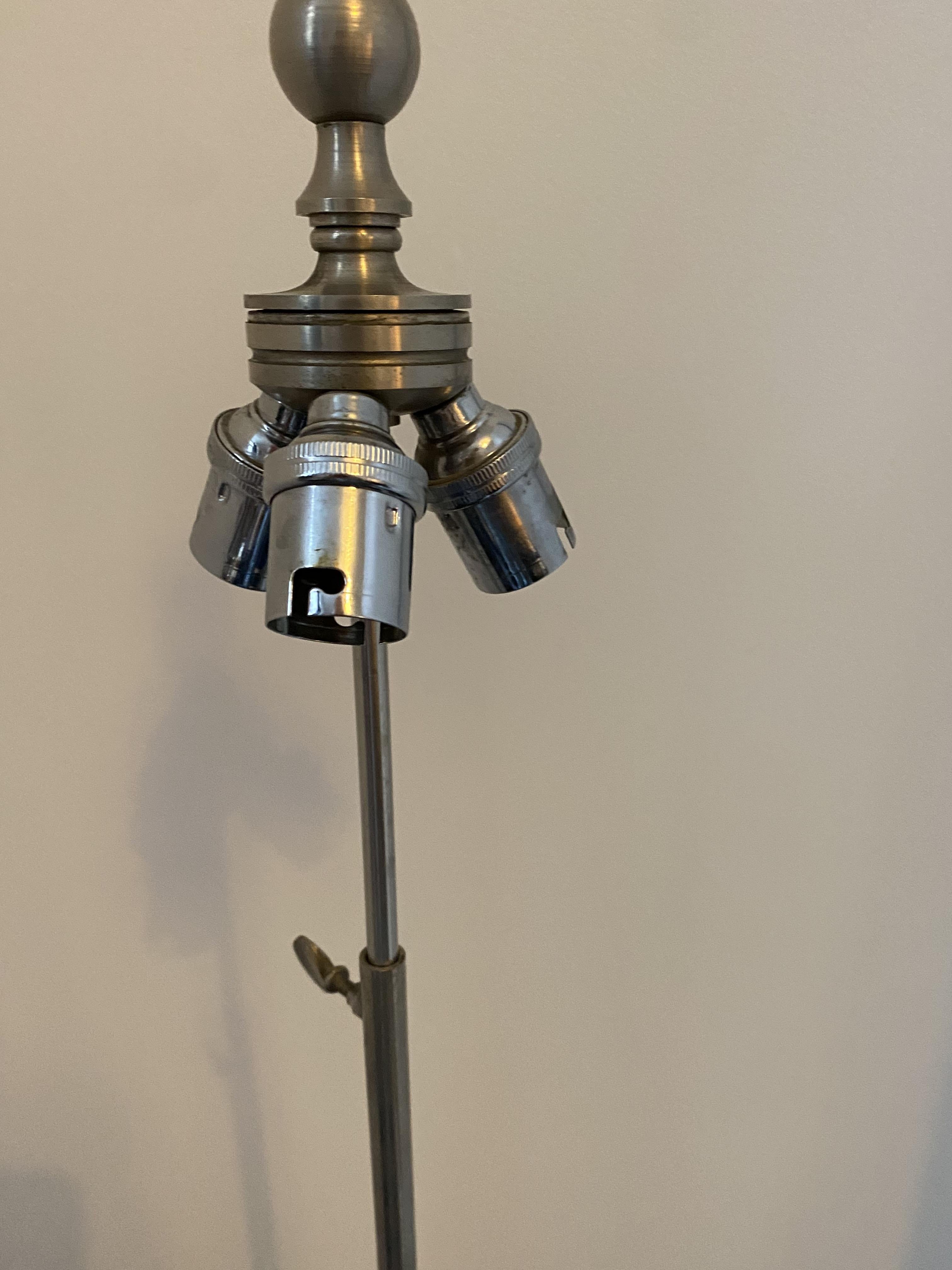 Regency Obelisk Shaped Table Lampe in Chromed Bronze, Maison Charles, 1960s For Sale 2