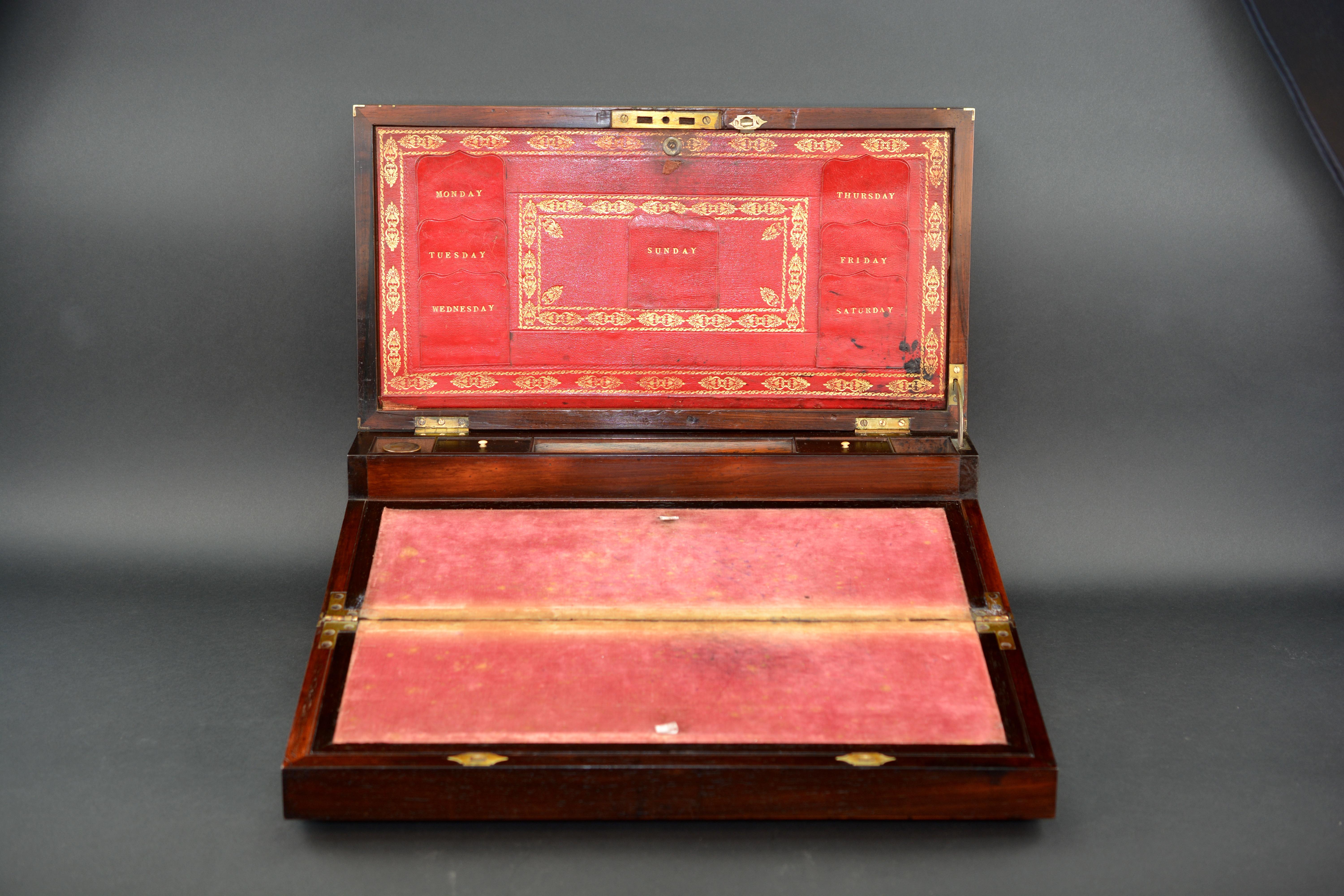 Rosewood Regency Officers Campaign Writing Slope For Sale