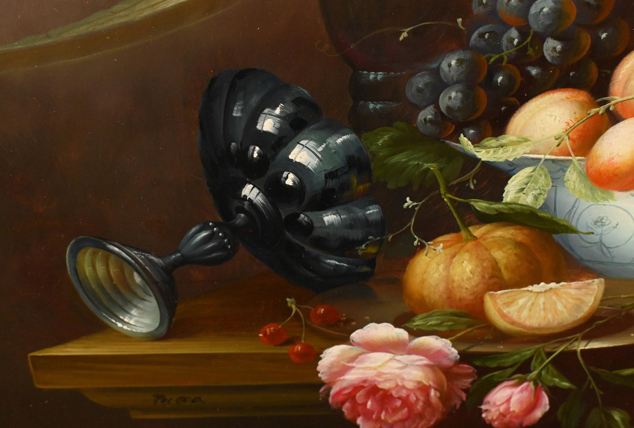 Fine XX secolo Pittura ad olio Regency - Natura morta con frutta - Arte inglese in vendita