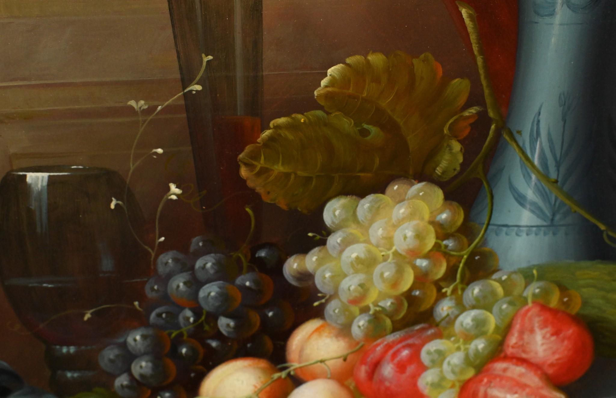 Pittura ad olio Regency - Natura morta con frutta - Arte inglese in vendita 2