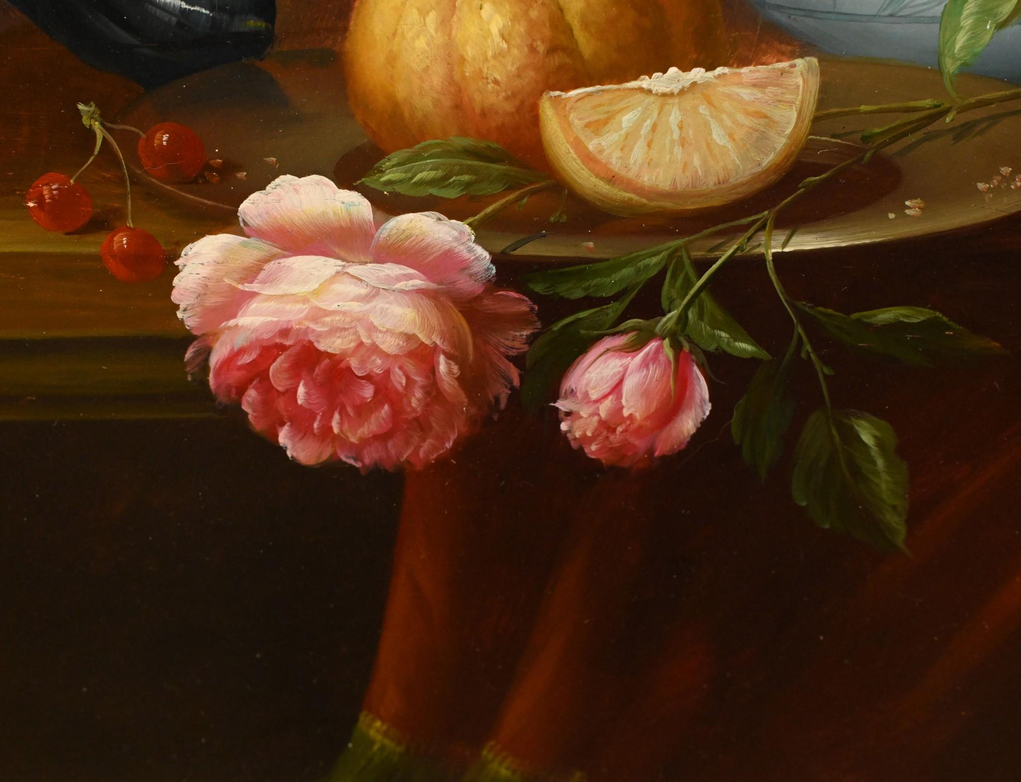 Pittura ad olio Regency - Natura morta con frutta - Arte inglese in vendita 4