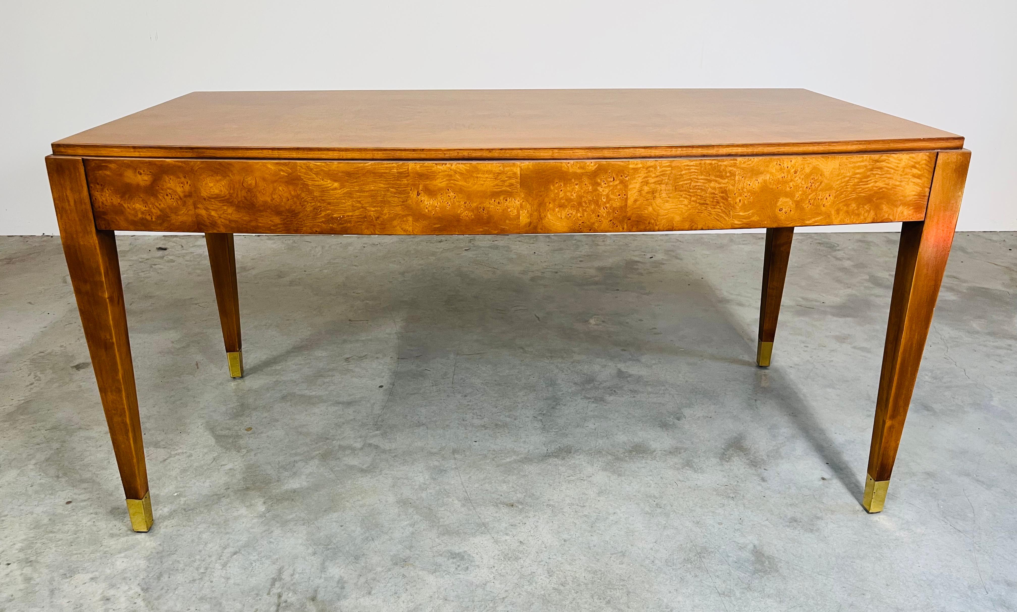 Regency Olive Burlwood & Brass Executive Desk By E.J. Victor 4